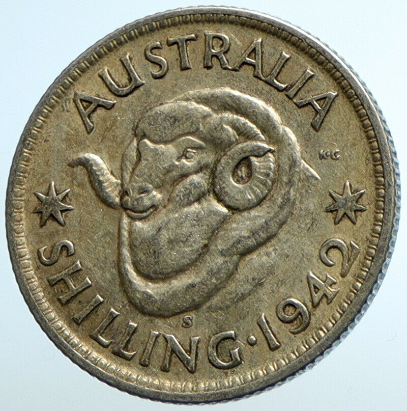 1942 S AUSTRALIA King George VI United Kingdom Silver Shilling Coin RAM i104646