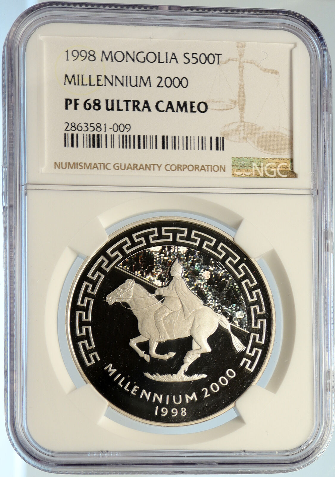 1998 MONGOLIA Millennium 2000 VINTAGE OLD Silver 500 Togrog Coin NGC i105615