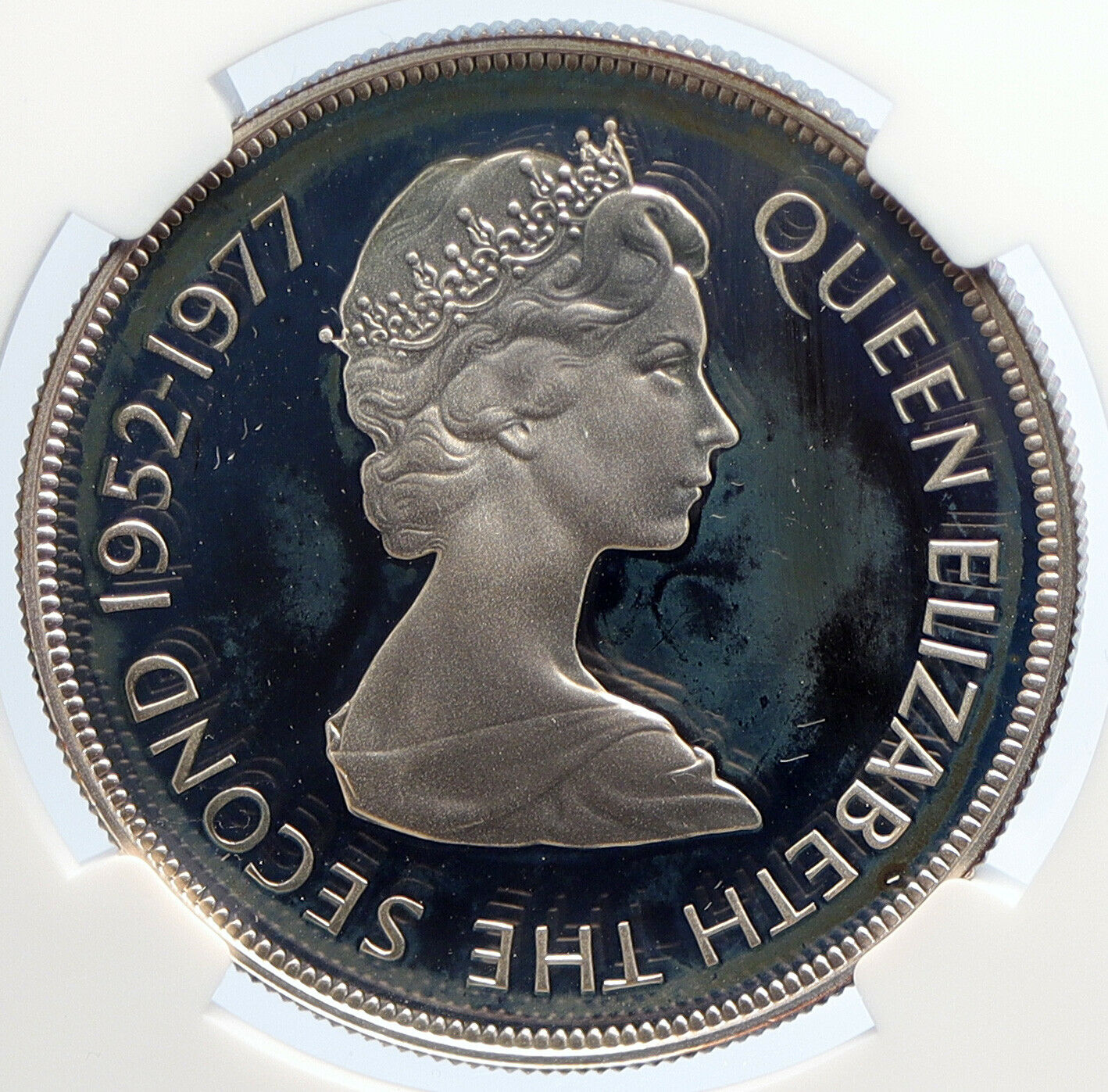 1977 GUERNSEY UK Elizabeth II CASTLE CORNET Proof Silver 25P Coin NGC i105652