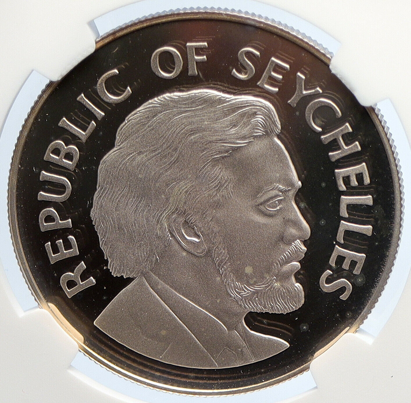 1977 SEYCHELLES Jubilee President James Mancham PF SILVER 25 R Coin NGC i105653