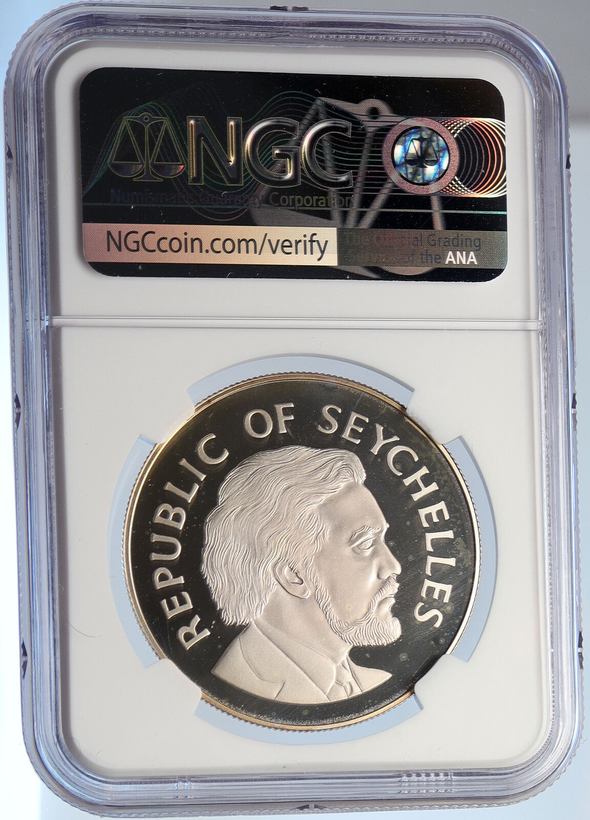 1977 SEYCHELLES Jubilee President James Mancham PF SILVER 25 R Coin NGC i105653