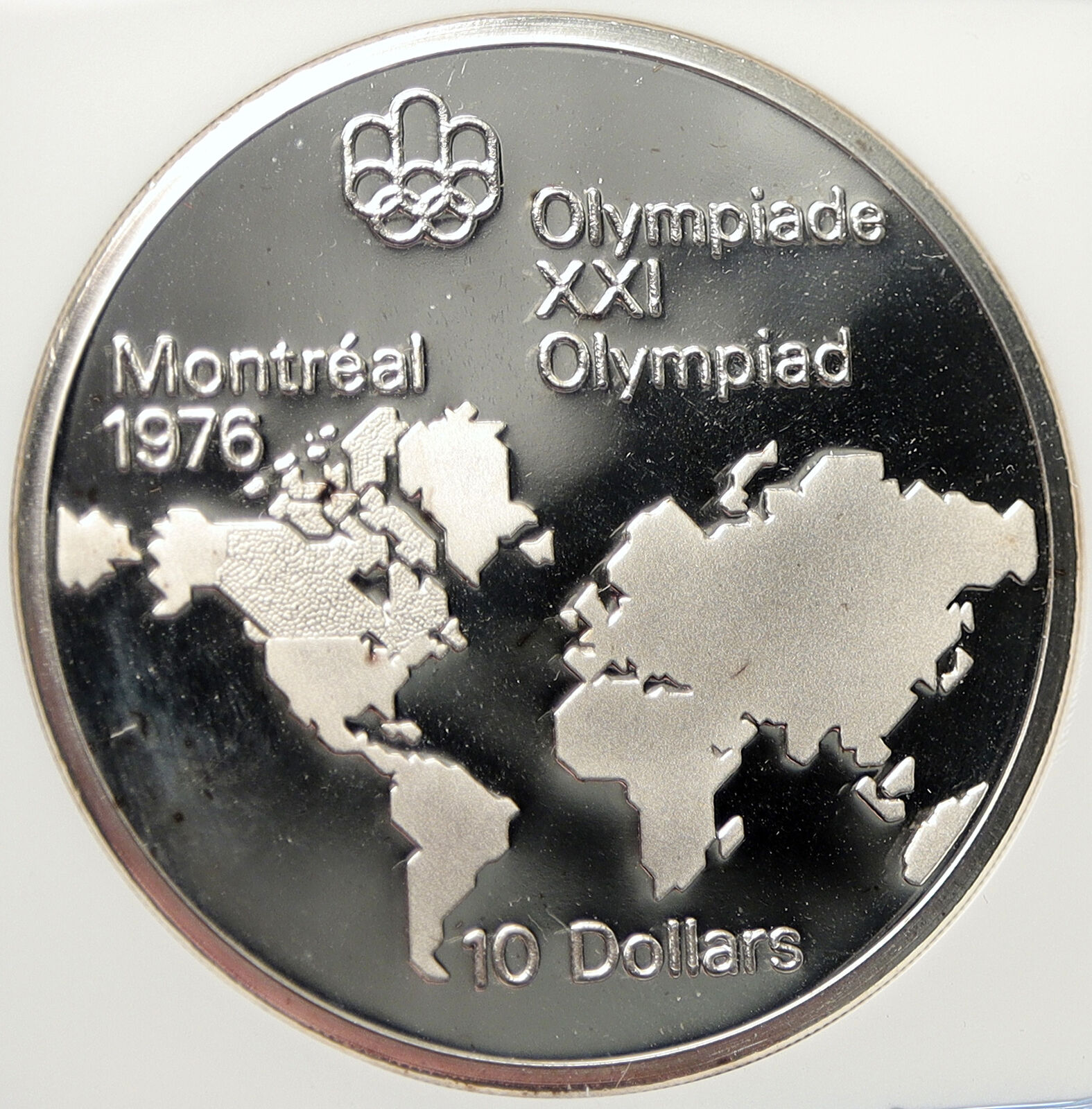 1973 CANADA Elizabeth II Olympics Montreal Map Proof Silver $10 Coin NGC i105622