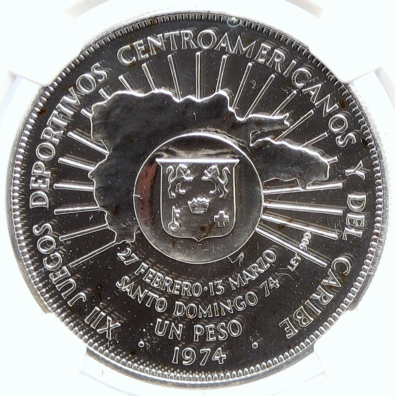 1974 DOMINICAN REPUBLIC 25 Yr Central Bank Proof Silver Peso Coin NGC i105641