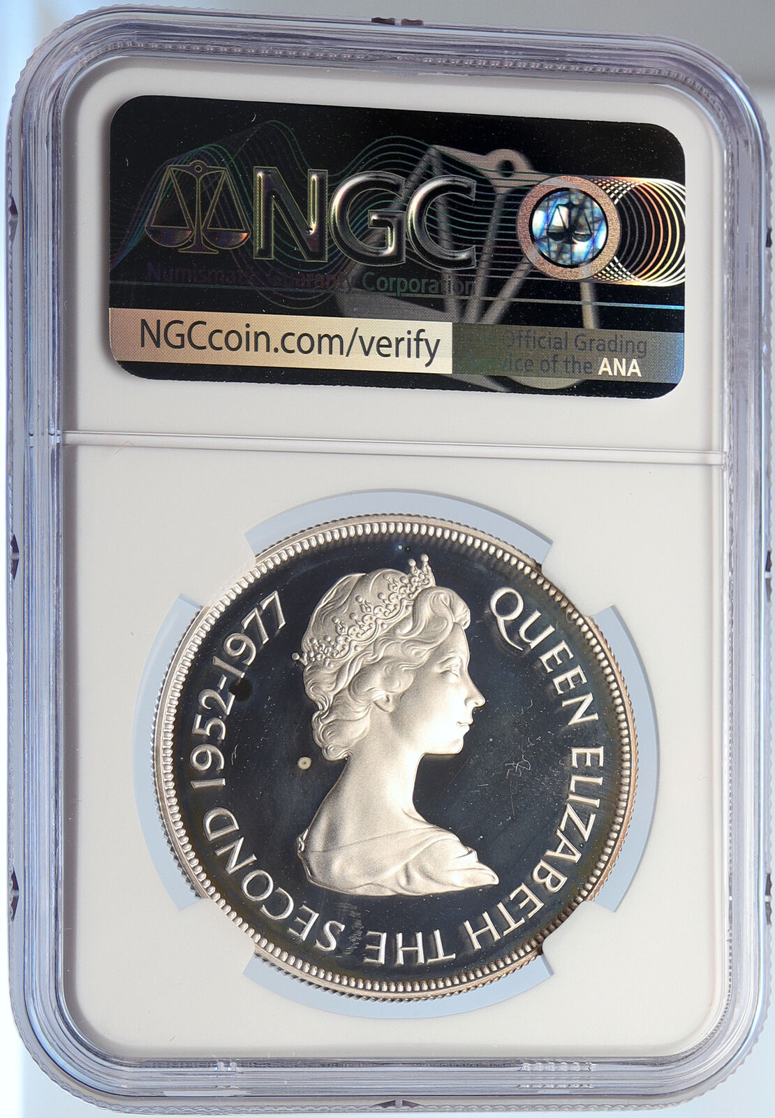 1977 JERSEY Queen Elizabeth II ACCESSION Proof Silver 25 Pence Coin NGC i105654