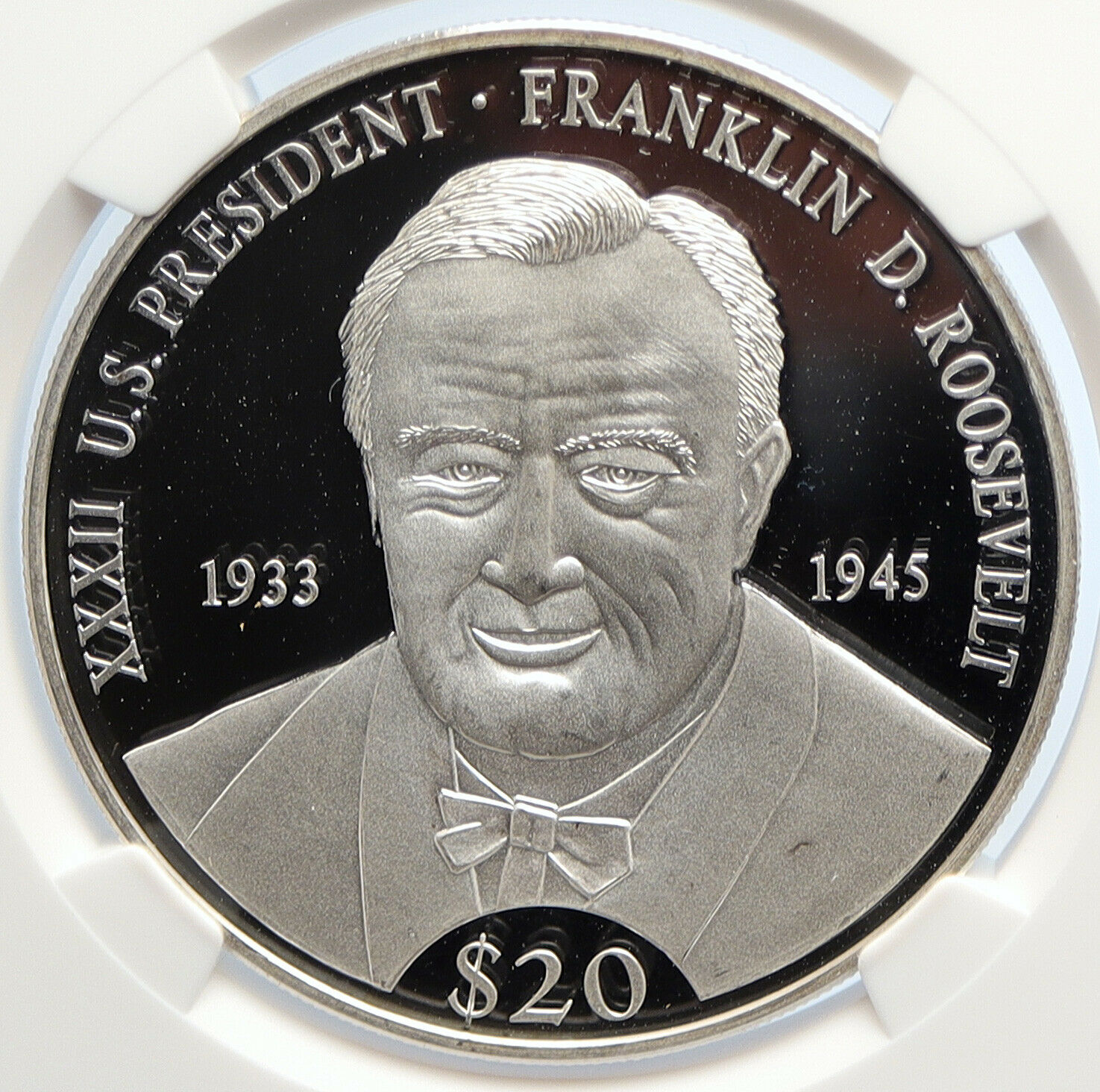 2000 LIBERIA President Franklin D Roosevelt Proof Silver $20 Coin NGC i105666