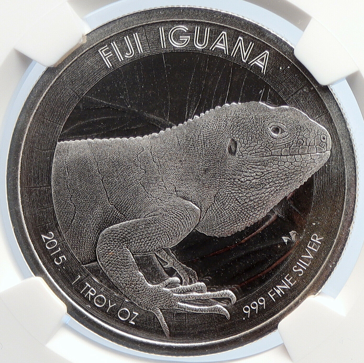 2015 FIJI UK Queen Elizabeth II IGUANA LIZARD Silver Dollar Coin NGC i105659