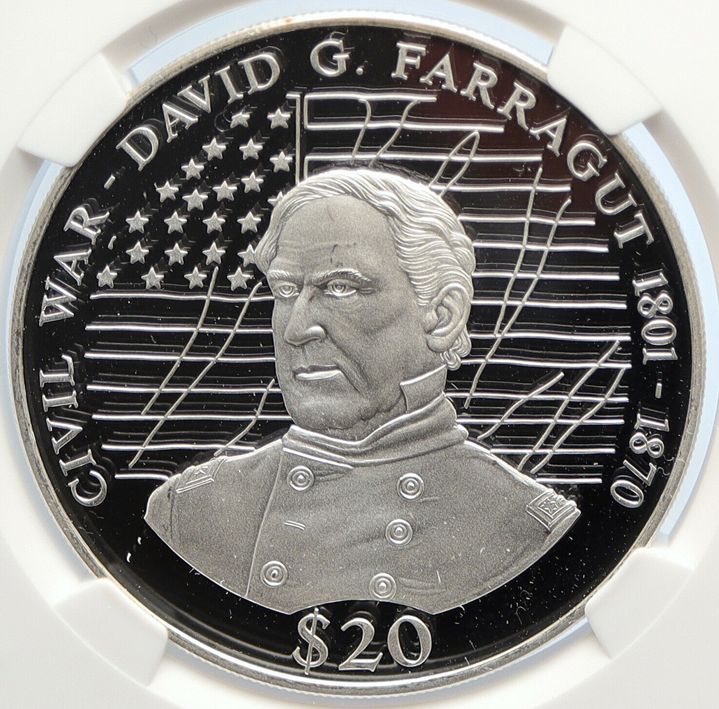 2000 LIBERIA US NAVY Admiral David Farragut Proof Silver $20 Coin NGC i105665