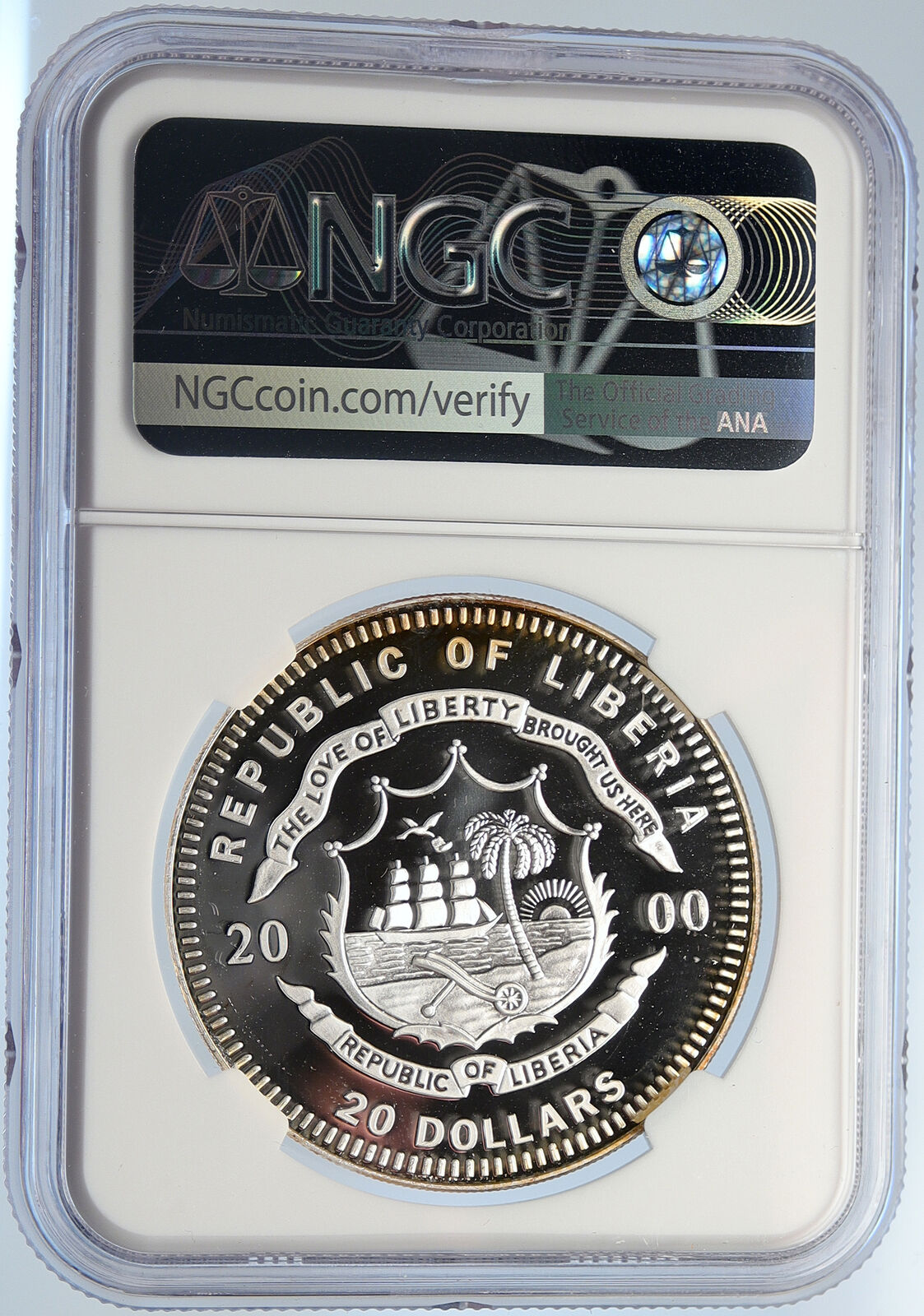 2000 LIBERIA US NAVY Admiral David Farragut Proof Silver $20 Coin NGC i105665