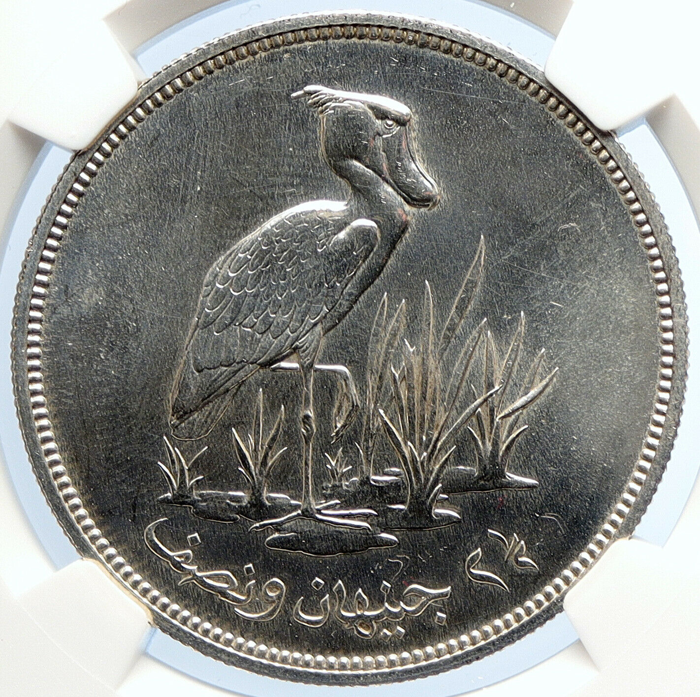 1976 1396AH SUDAN Conservation STORK Old Proof Silver 2.5 Pound Coin NGC i105682