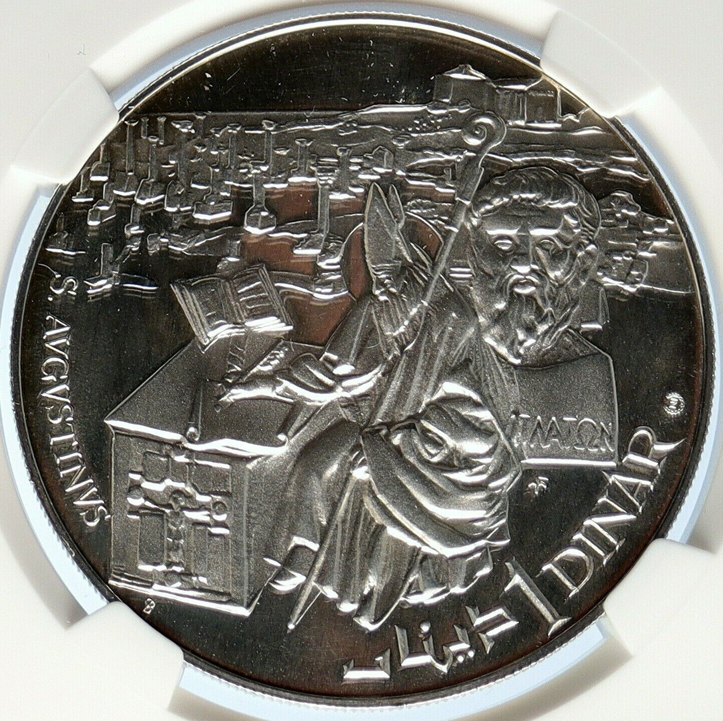 1969 TUNISIA History SAINT AUGUSTINE Vintage Proof Silver Dinar Coin NGC i105686