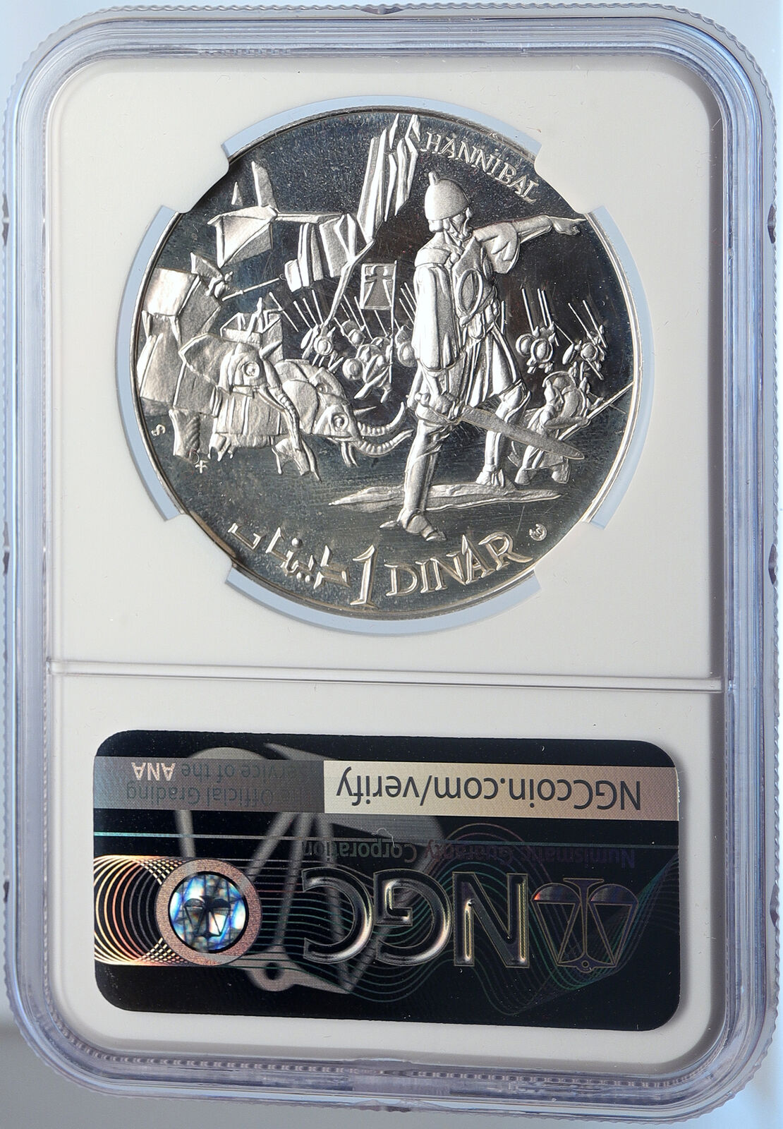 1969 TUNISIA History HANNIBAL ELEPHANTS Vintage Proof Silver 1D Coin NGC i105668