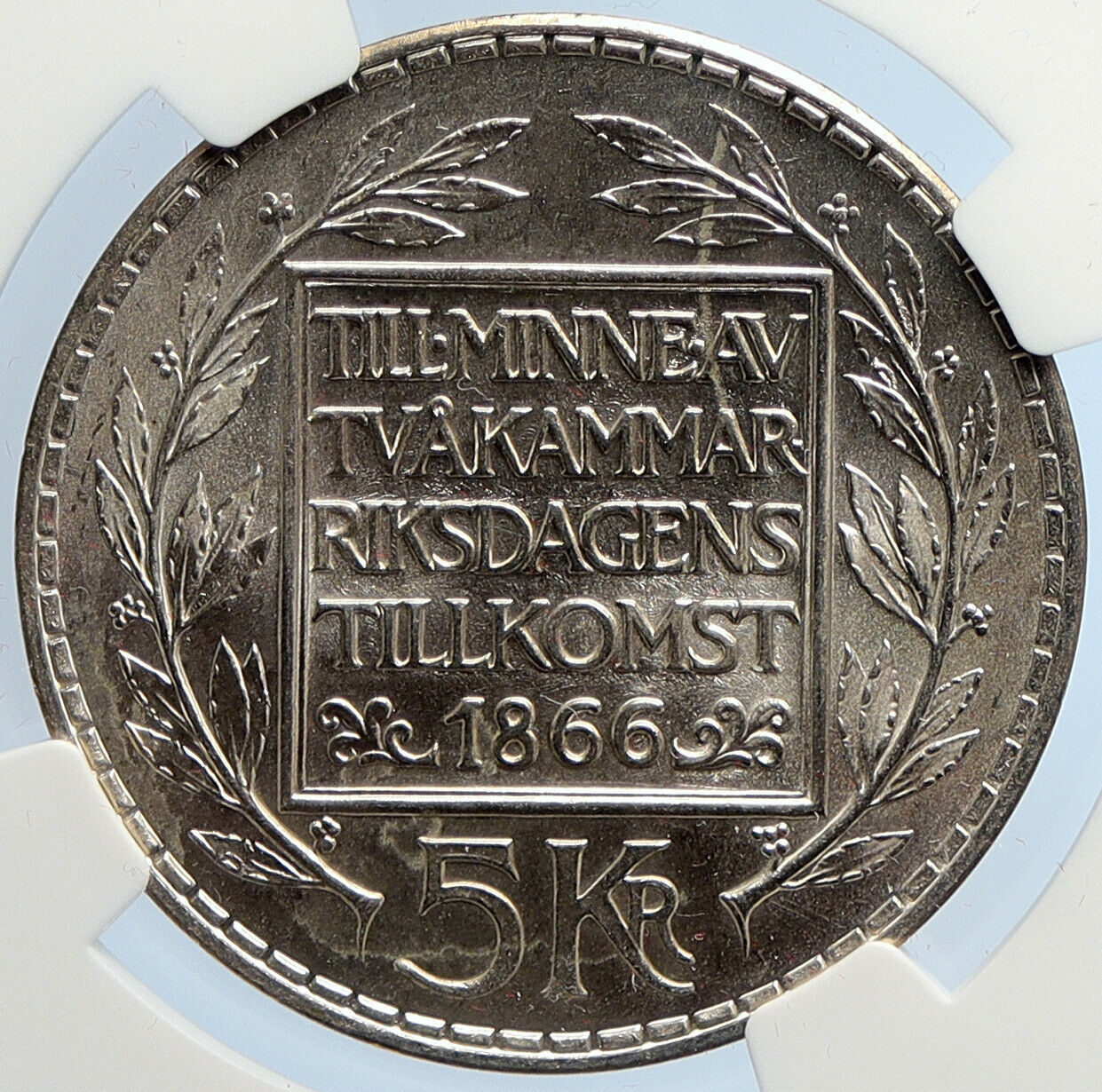 1966 U SWEDEN King GUSTAV VI ADOLF Parliament Silver 5 Kronor Coin NGC i105670