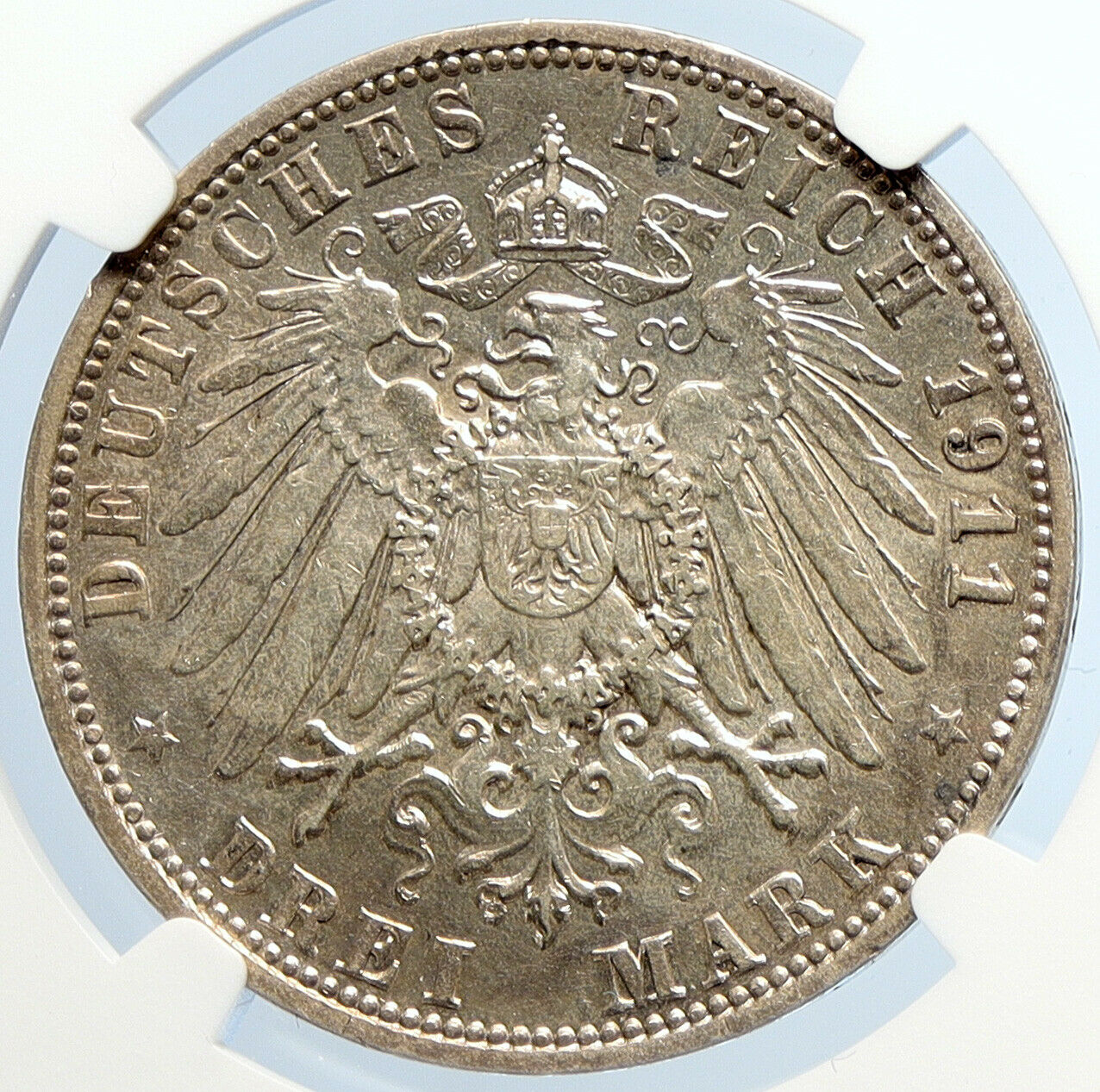 1911 D GERMANY German States BAVARIA King OTTO Silver 3 Mark Coin EAGLE i105715