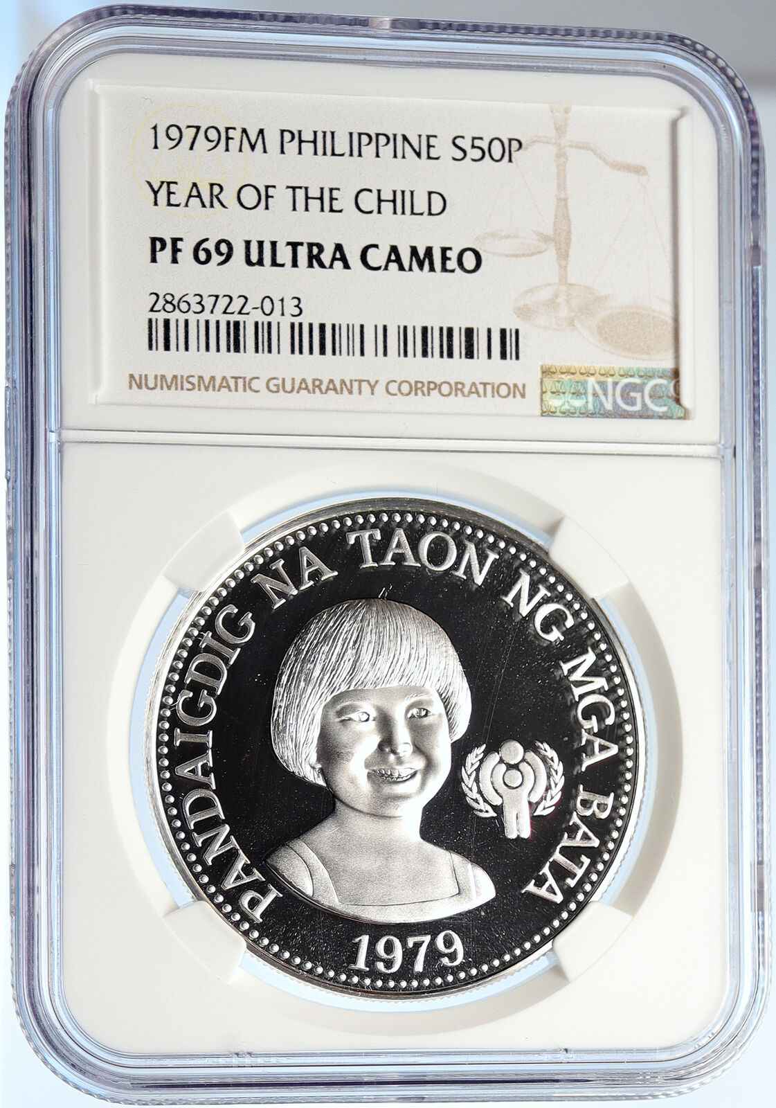 1979 PHILIPPINES YEAR OF THE CHILD Vintage Proof Silver 50 Piso Coin NGC i105705