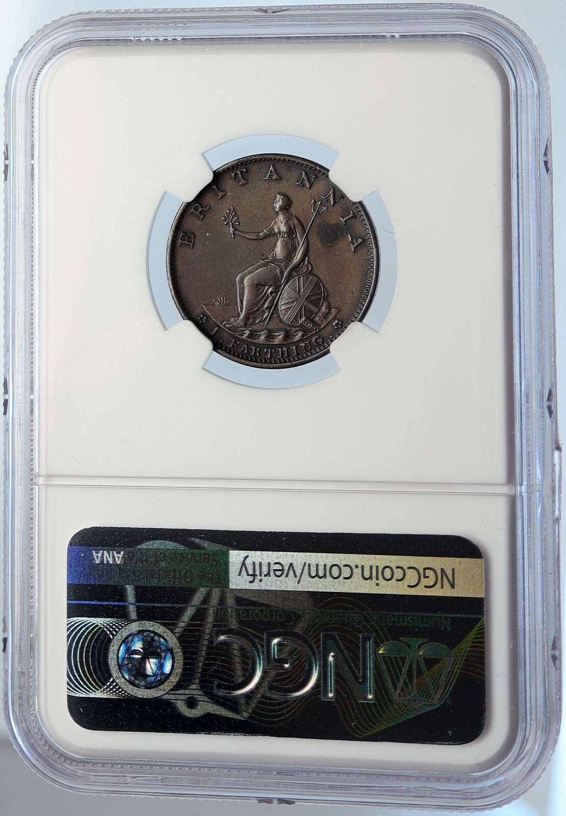 1799 GREAT BRITAIN United Kingdom King GEORGE III Farthing 1/4P Coin NGC i105713