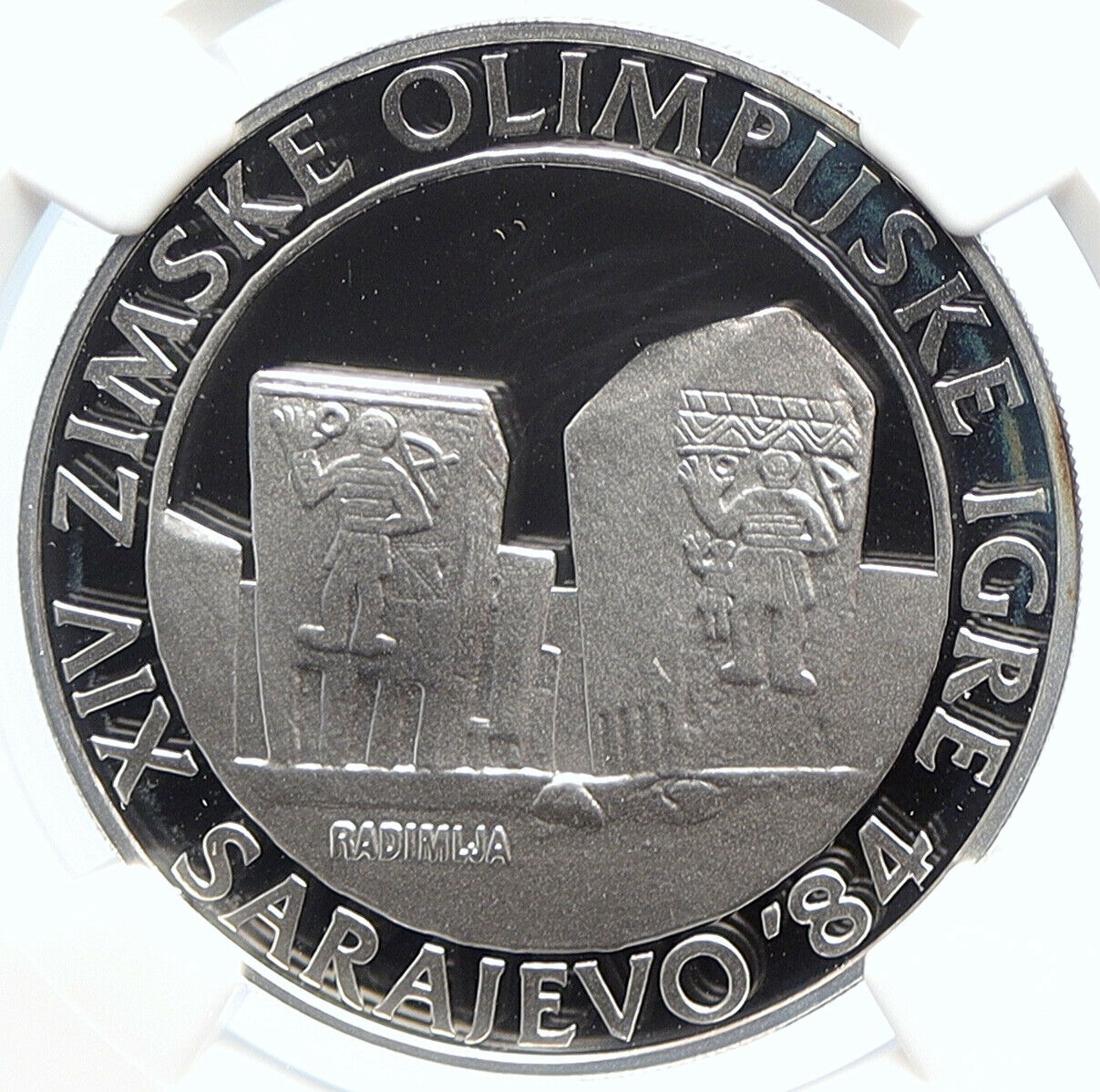 1983 YUGOSLAVIA Olympic Radimlja Tombs SARAJEVO PF Silver 250 D Coin NGC i105694