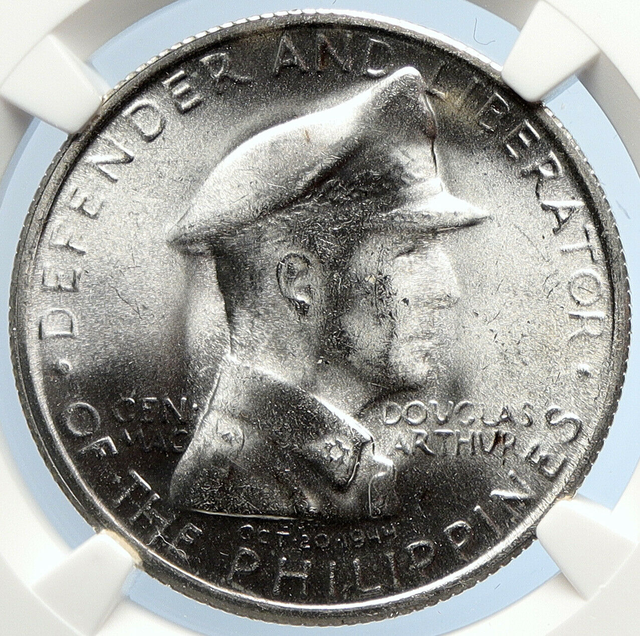 1947S PHILIPPINES US WWII General DOUGLAS MACARTHUR Silver Peso Coin NGC i105721