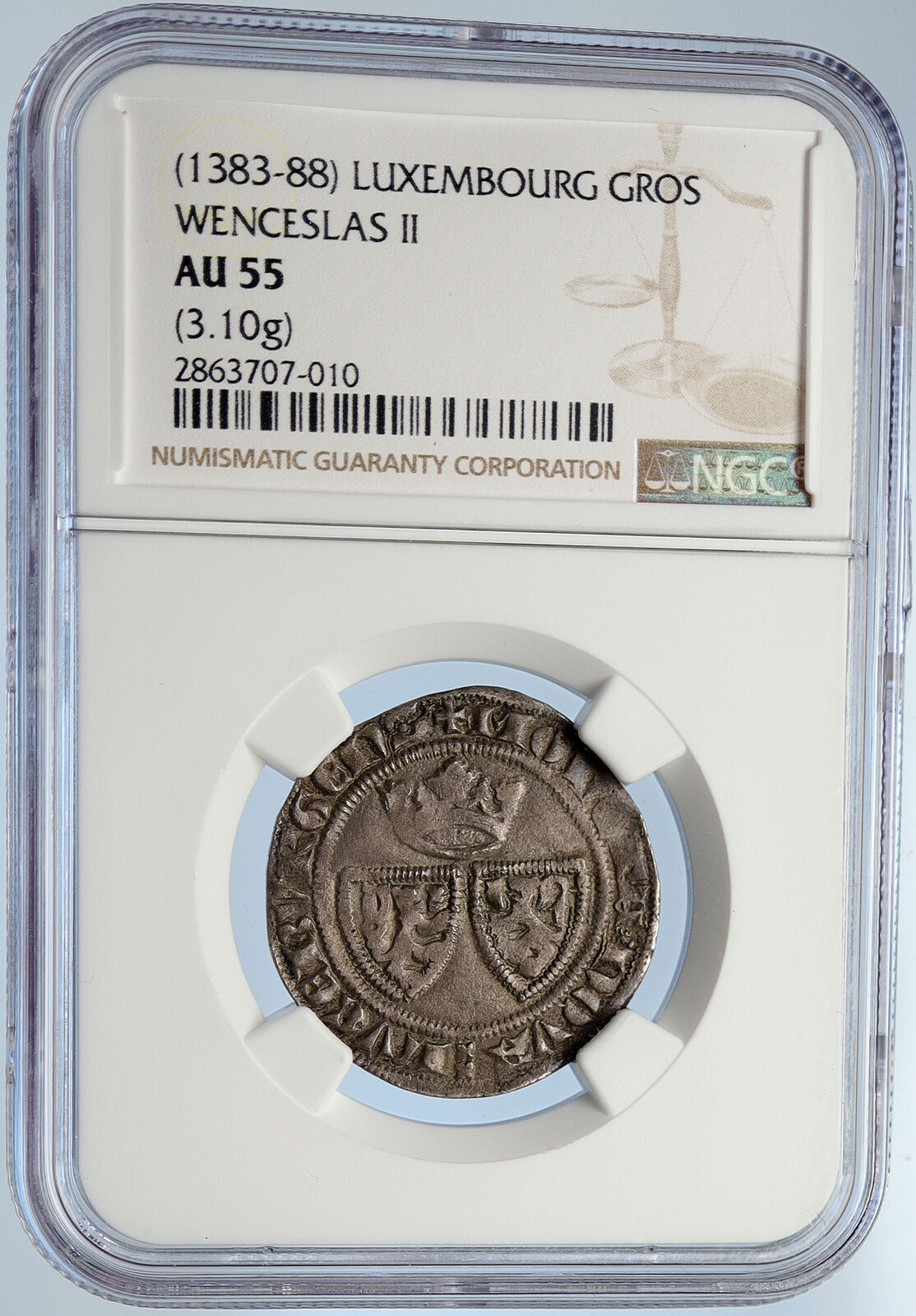 1383-88 LUXEMBOURG Wenceslas II the Lazy Antique Silver Gros Coin NGC i105717