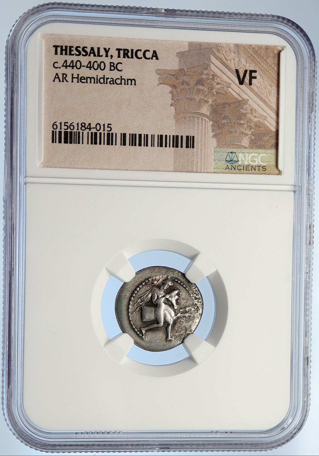 TRICCA THESSALY Ancient 440-400BC Old Silver Greek Coin BULL HORSE NGC i105736