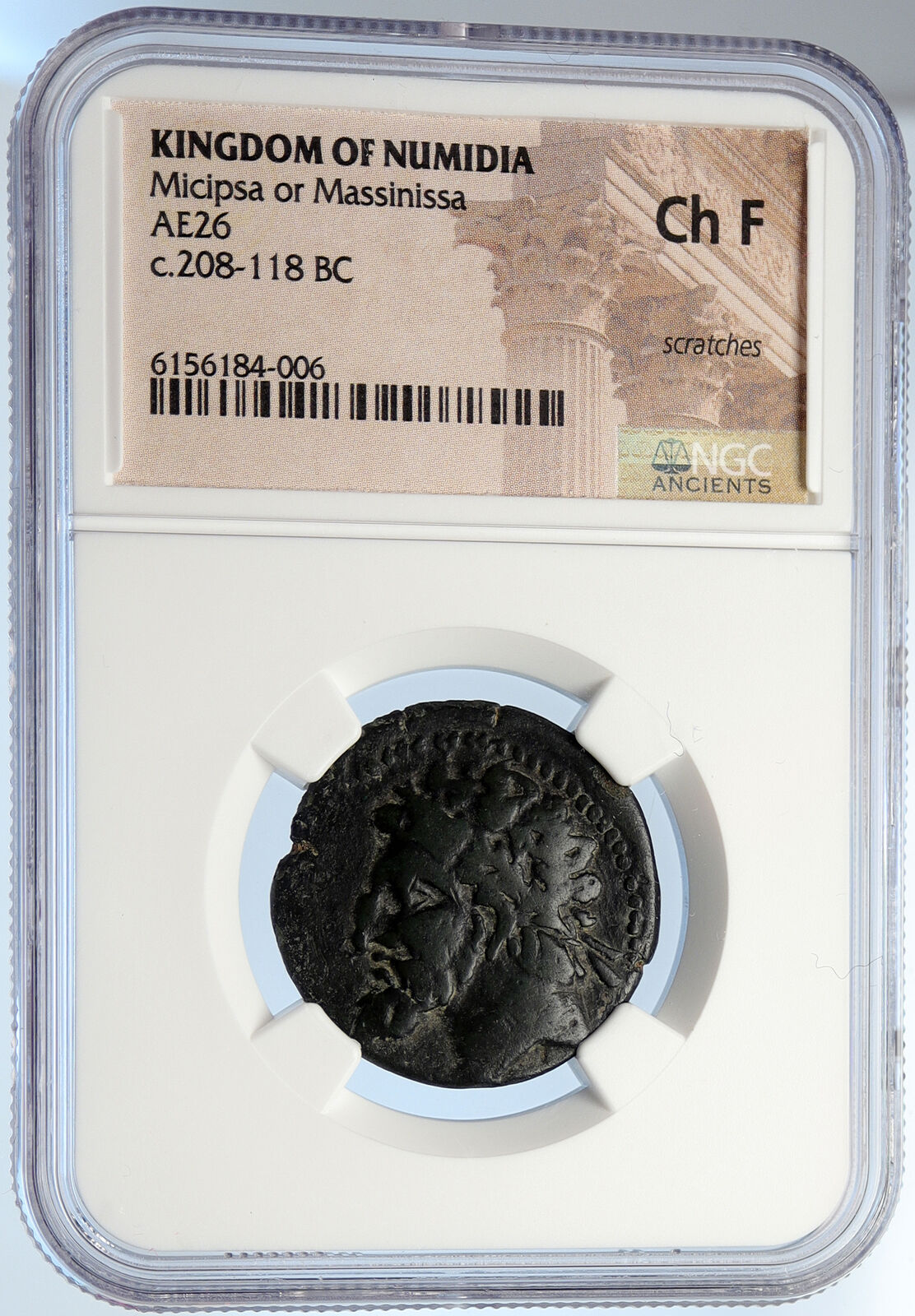 KINGDOM OF NUMIDIA MICIPSA Massinissa Ancient Greek Roman Style Coin NGC i105728