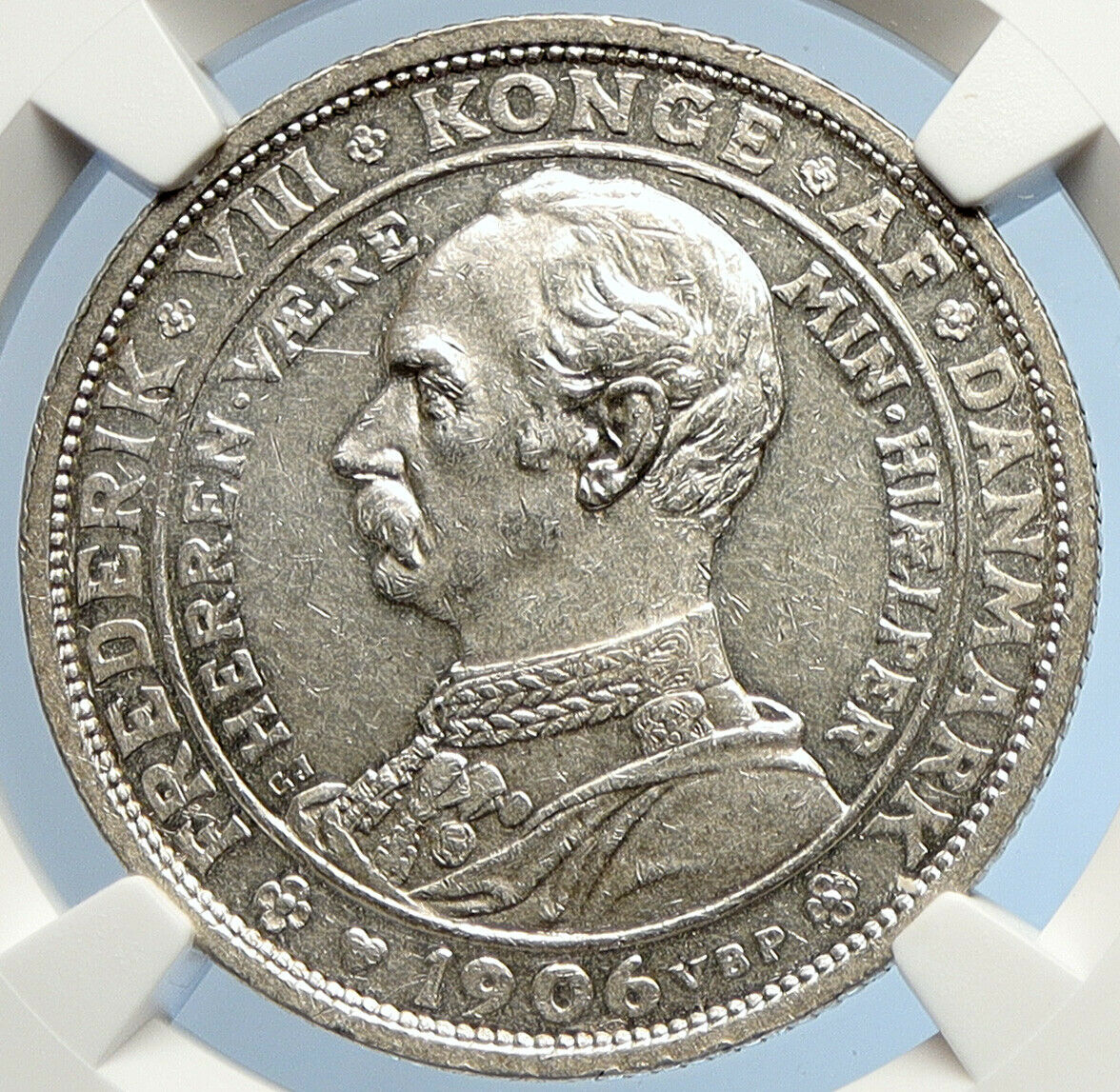 1906 DENMARK King Christian IX Frederick VIII Silver 2 Kroner Coin NGC i105722