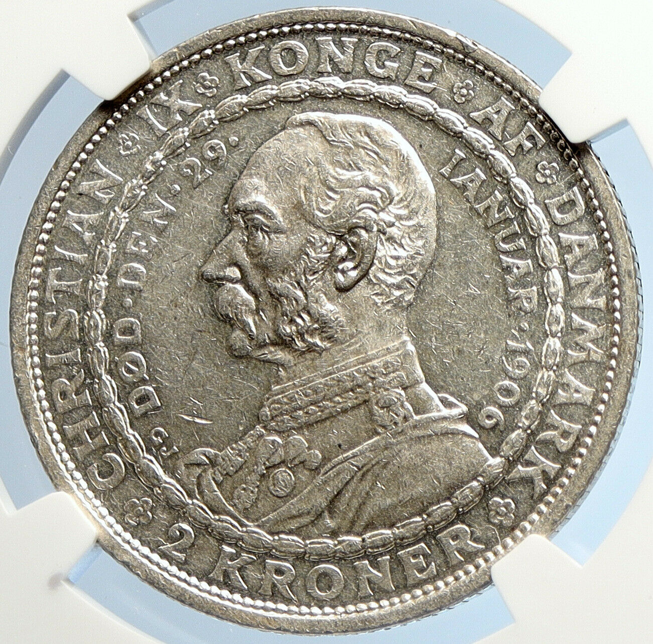 1906 DENMARK King Christian IX Frederick VIII Silver 2 Kroner Coin NGC i105722