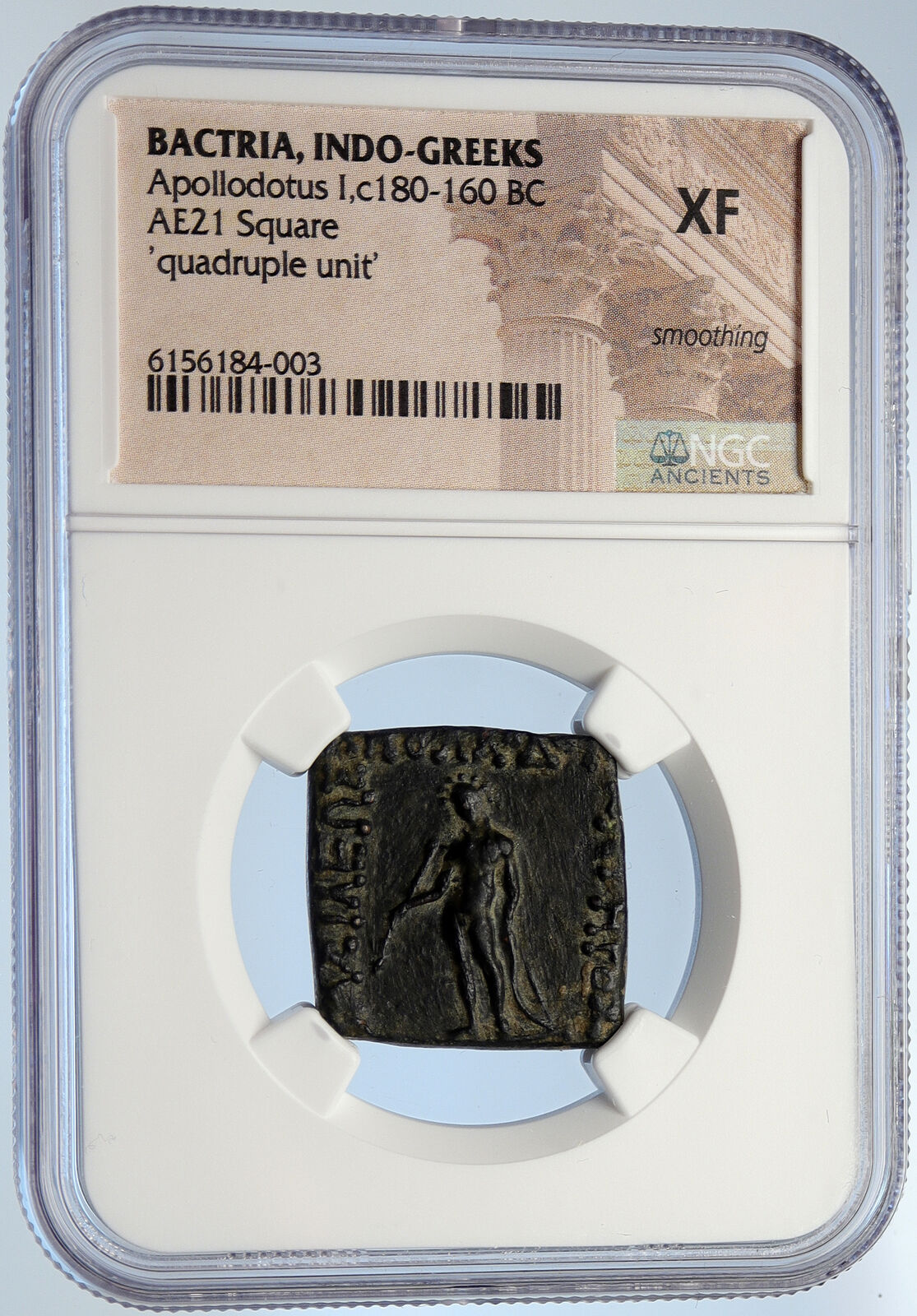 APOLLODOTOS I Baktrian Indo Greek Indian King APOLLO BOW ARROW Coin NGC i105725