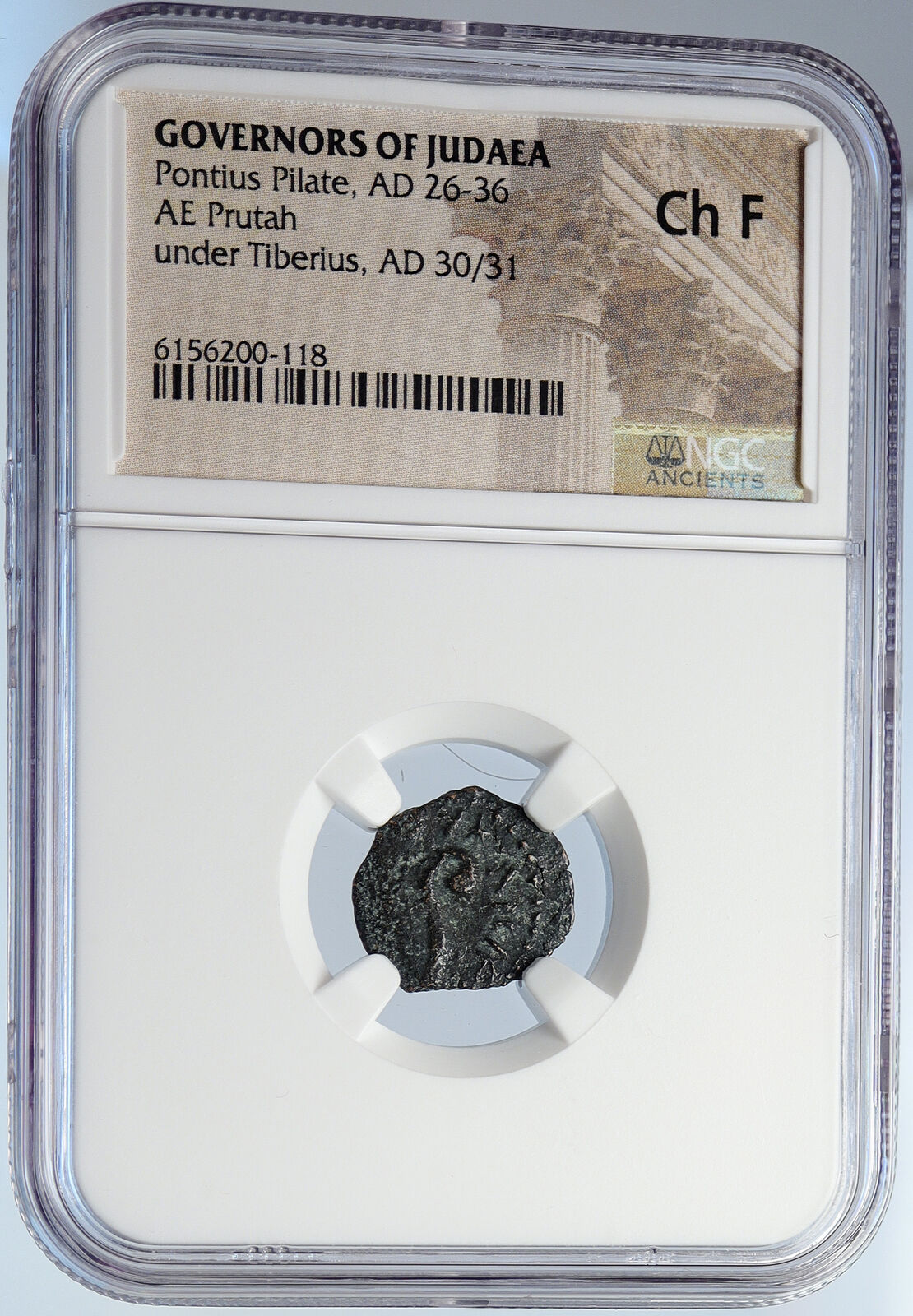 PONTIUS PILATE Tiberius Jerusalem JESUS CHRIST TRIAL Old Roman Coin NGC i105978