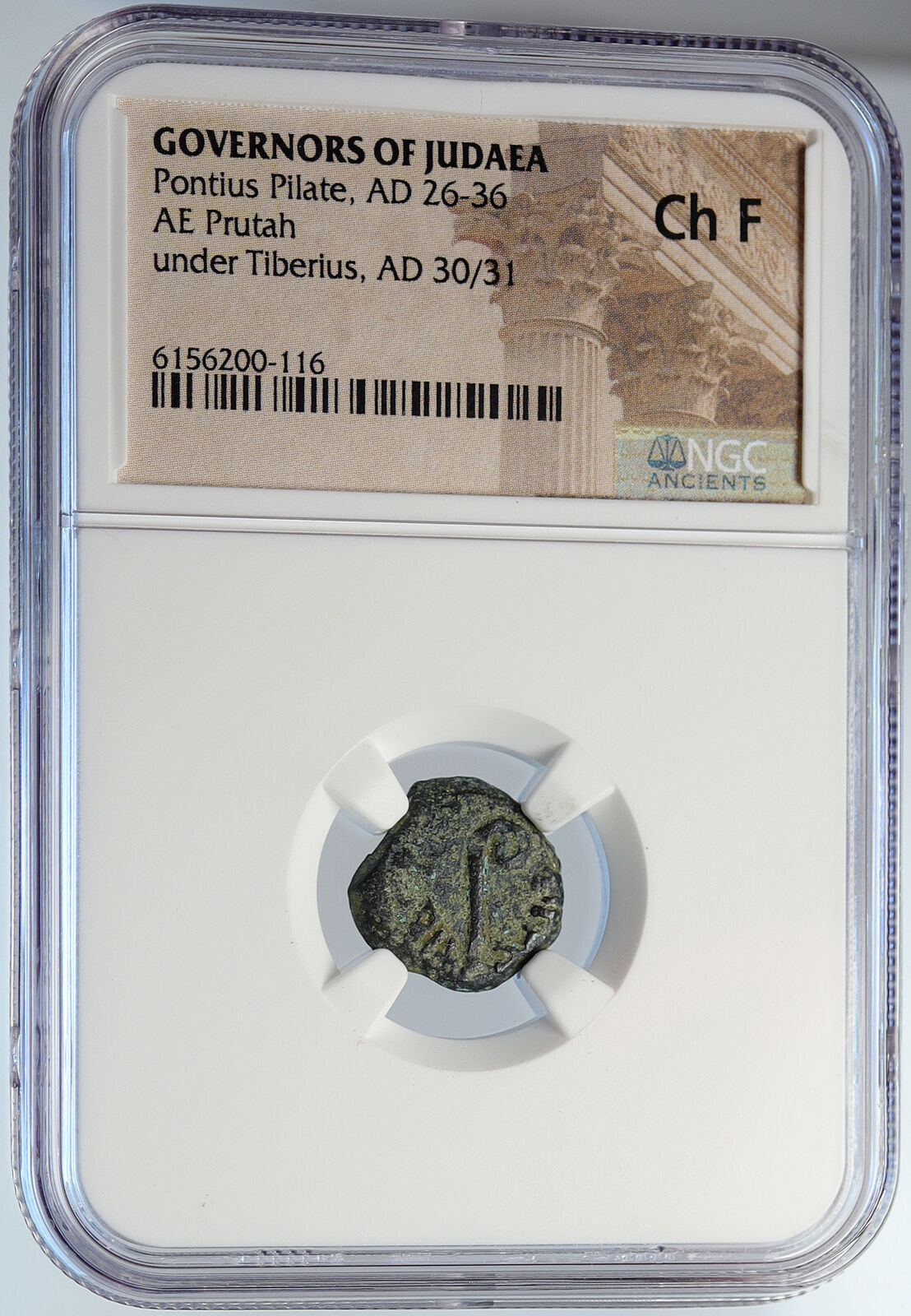 PONTIUS PILATE Tiberius Jerusalem JESUS CHRIST TRIAL Old Roman Coin NGC i105976