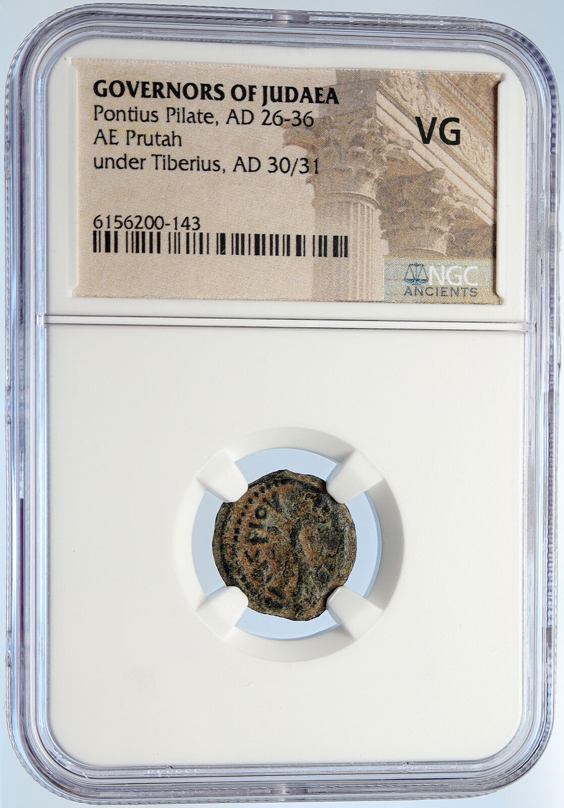 PONTIUS PILATE Tiberius Jerusalem JESUS CHRIST TRIAL Old Roman Coin NGC i106015