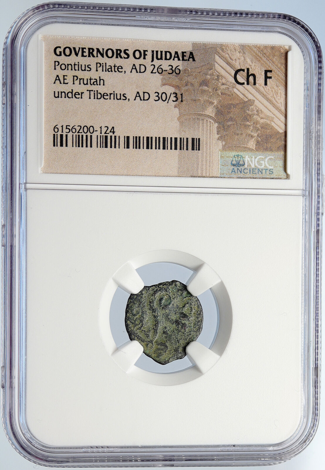 PONTIUS PILATE Tiberius Jerusalem JESUS CHRIST TRIAL Old Roman Coin NGC i105984