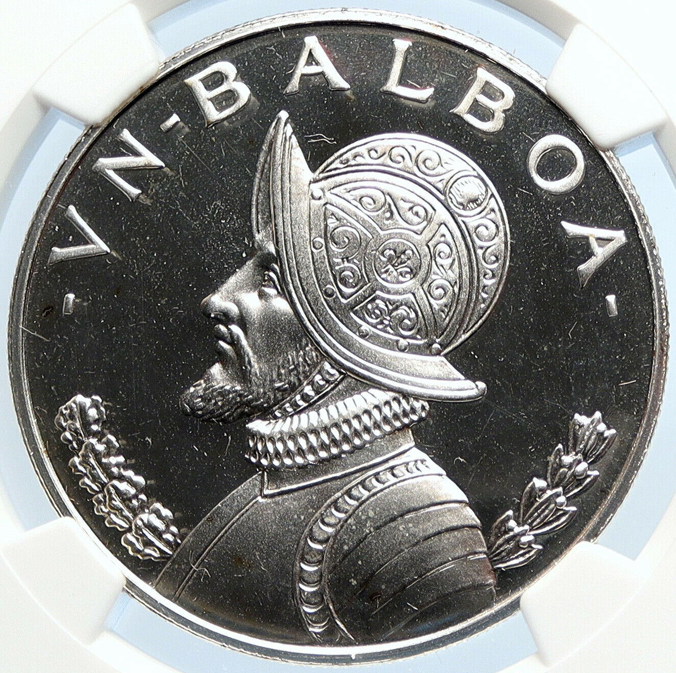 1974 PANAMA Large CONQUISTADOR Vintage OLD Proof Silver BALBOA Coin NGC i106027