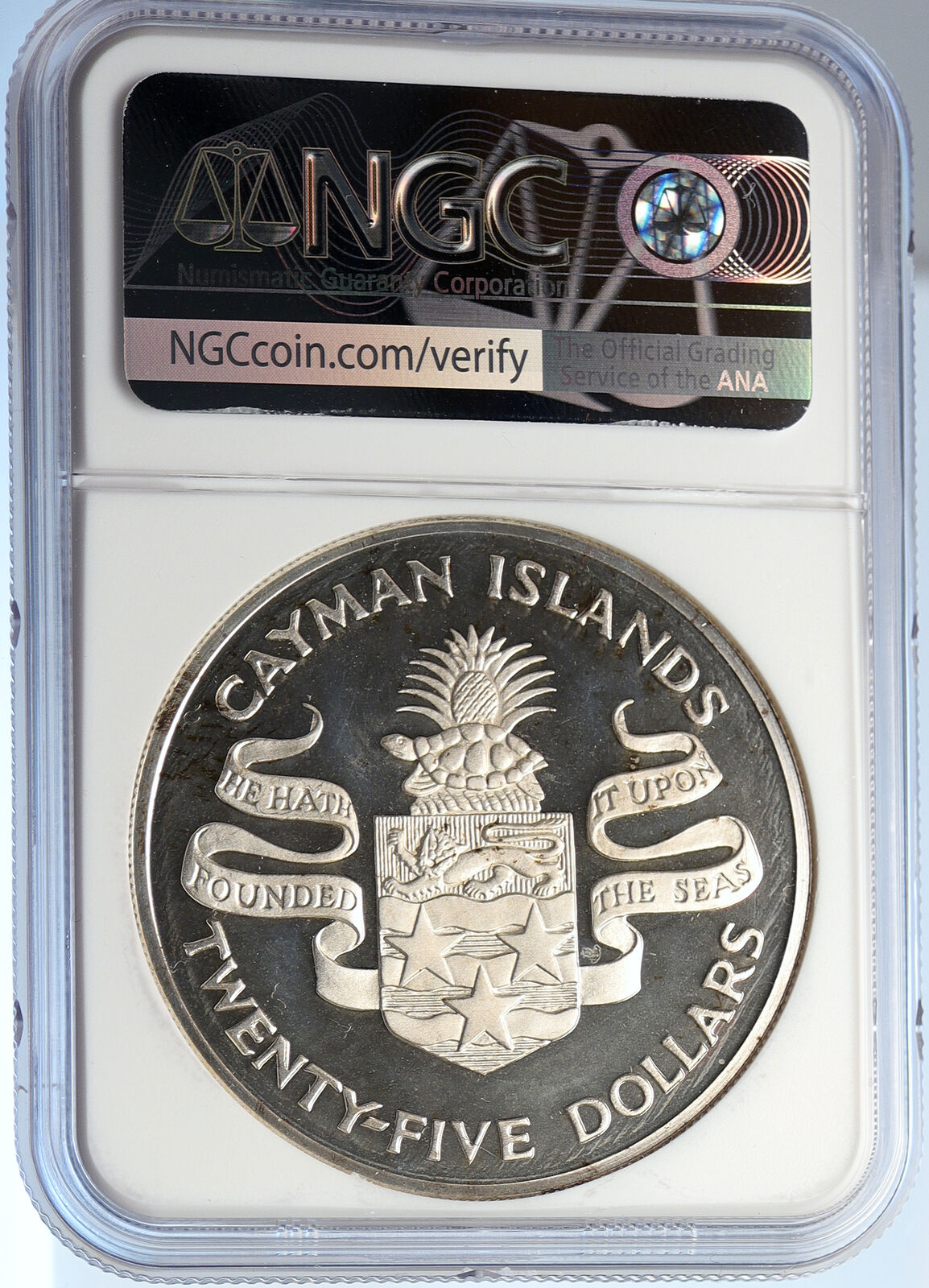 1974 CAYMAN ISLANDS 100 Year WINSTON CHURCHILL Proof Silver $25 Coin NGC i106032