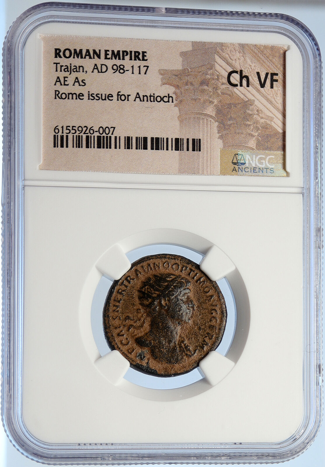 TRAJAN 98AD Ancient Rome for Antioch Seleukis SC WREATH Roman Coin NGC i106044