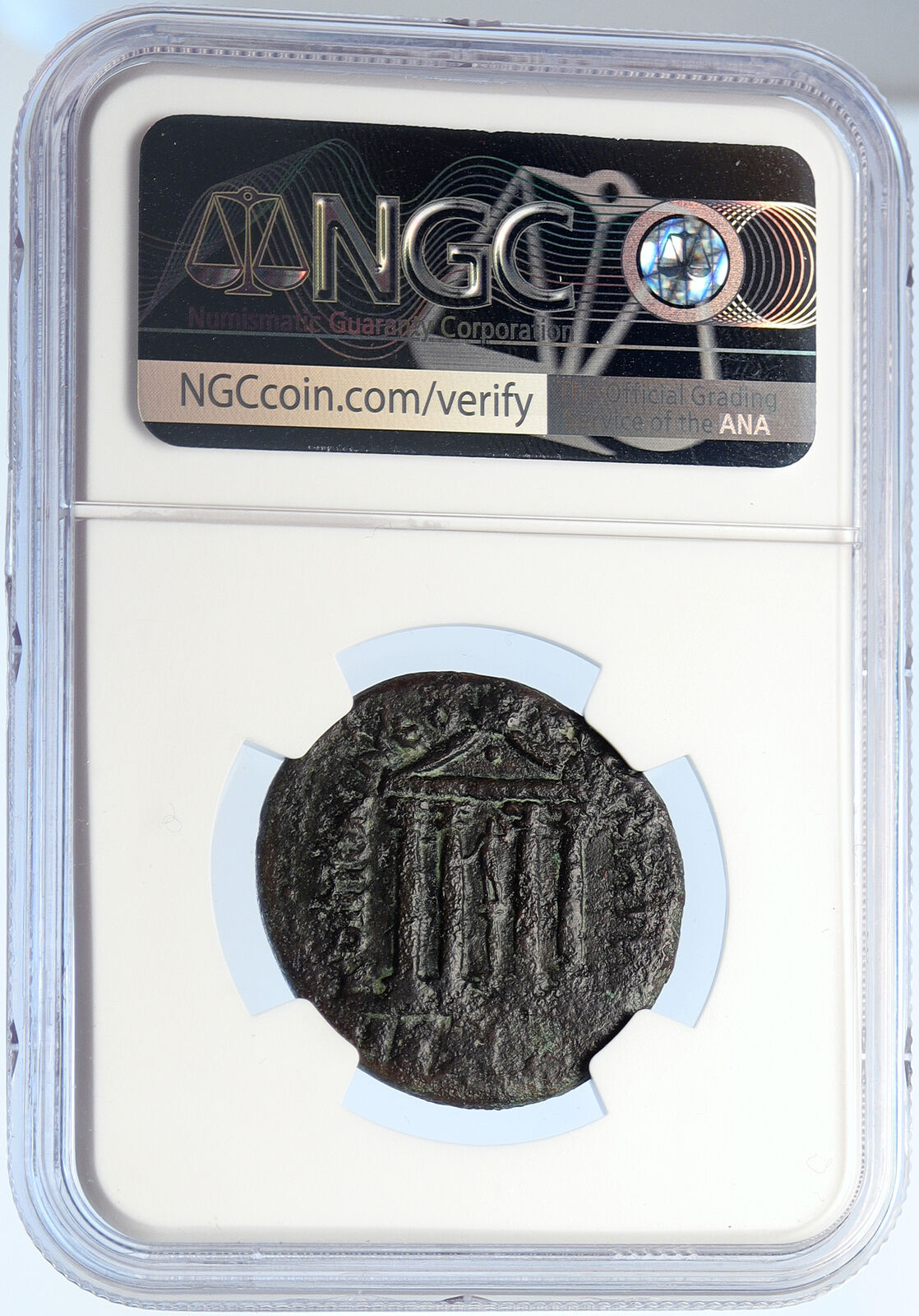 SEPTIMIUS SEVERUS Pontus Neocaesarea OLD Ancient Roman Coin TEMPLE NGC i106049