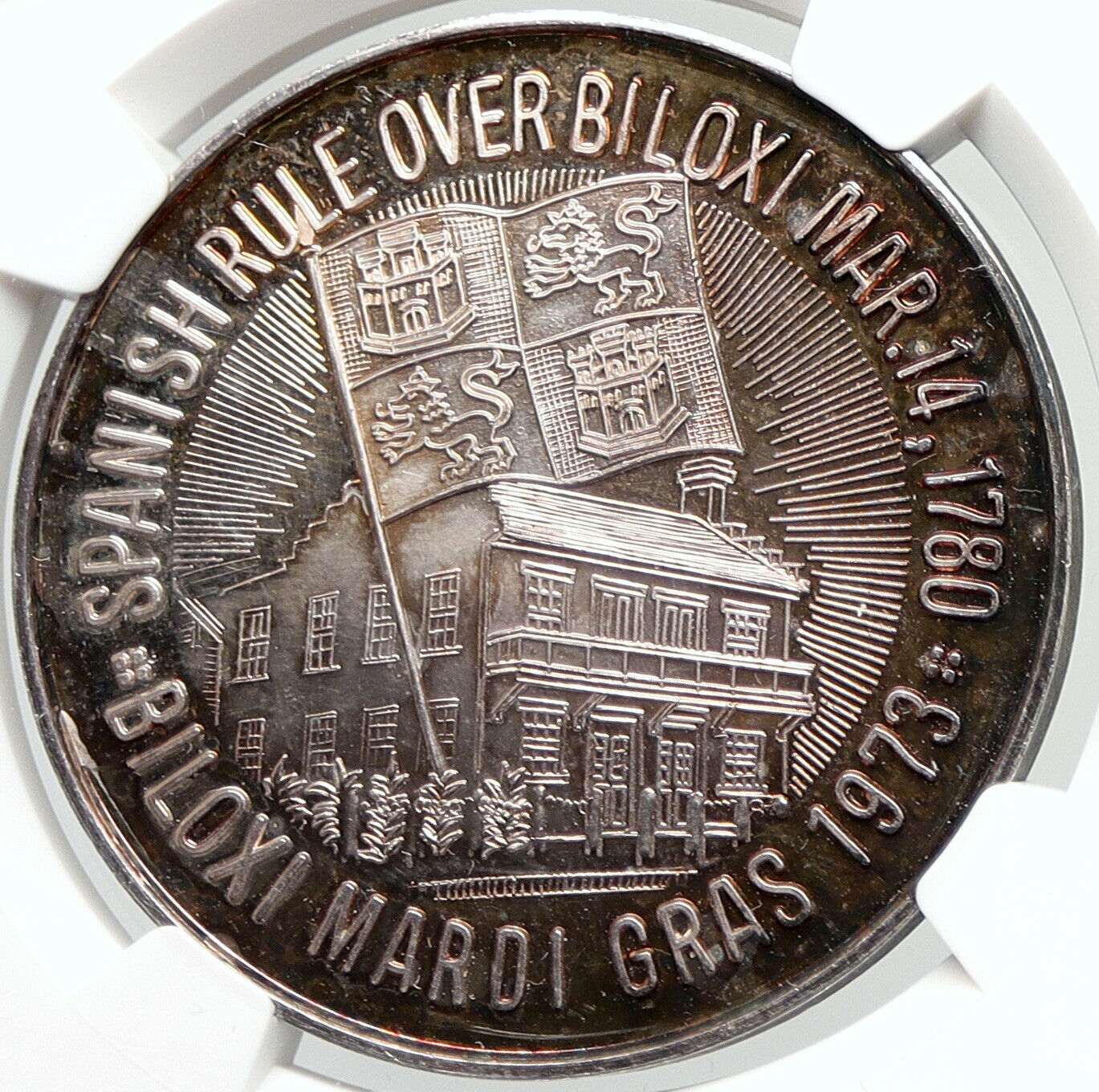 1973 UNITED STATES New Orleans MARDI GRAS Biloxi CARNIVAL Silver Medal i106060