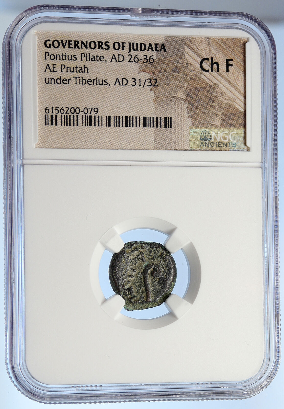 PONTIUS PILATE Tiberius Jerusalem JESUS CHRIST TRIAL Old Roman Coin NGC i106094