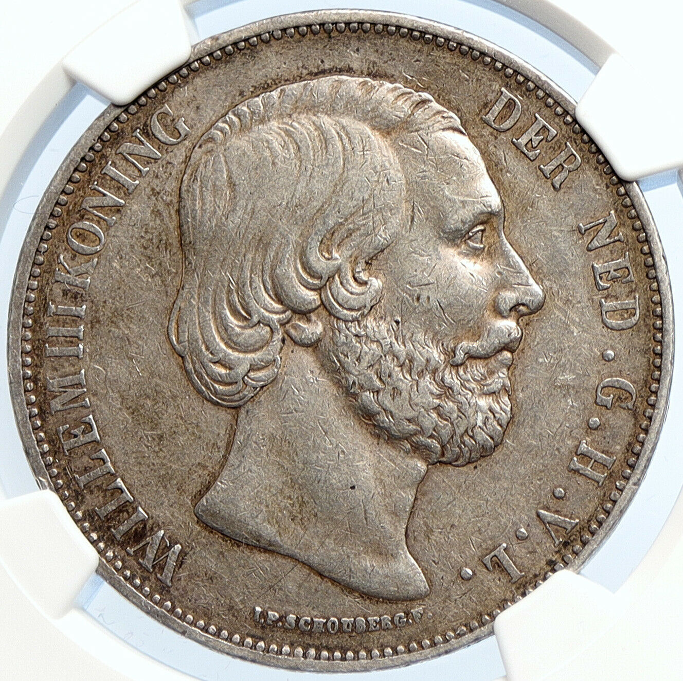 1873 NETHERLANDS Wilhelm III Antique Old Silver 2 1/2 Gulden Coin NGC i106056