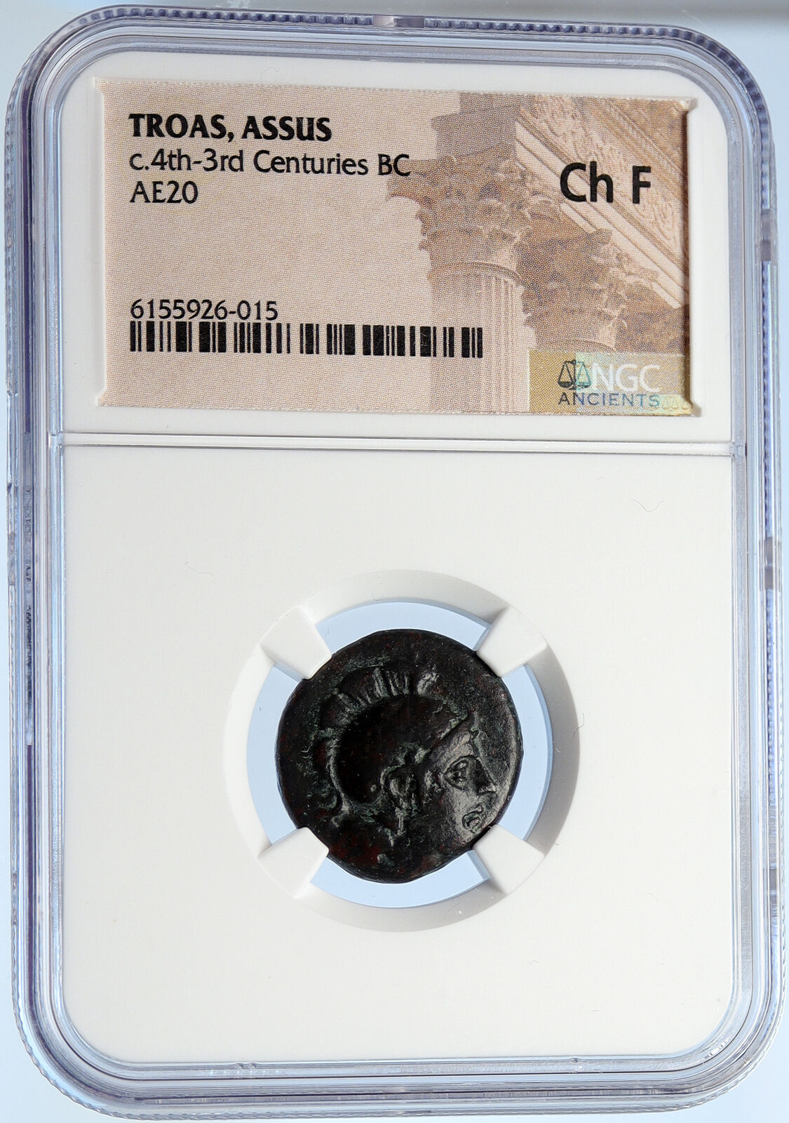 ASSOS in TROAS 300BC Athena Authentic Ancient OLD Greek Coin Griffin NGC i106052