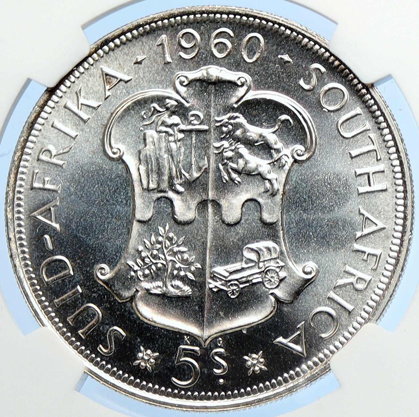 1960 SOUTH AFRICA UK Elizabeth II Proof-Like Silver 5 Shilling Coin NGC i106062