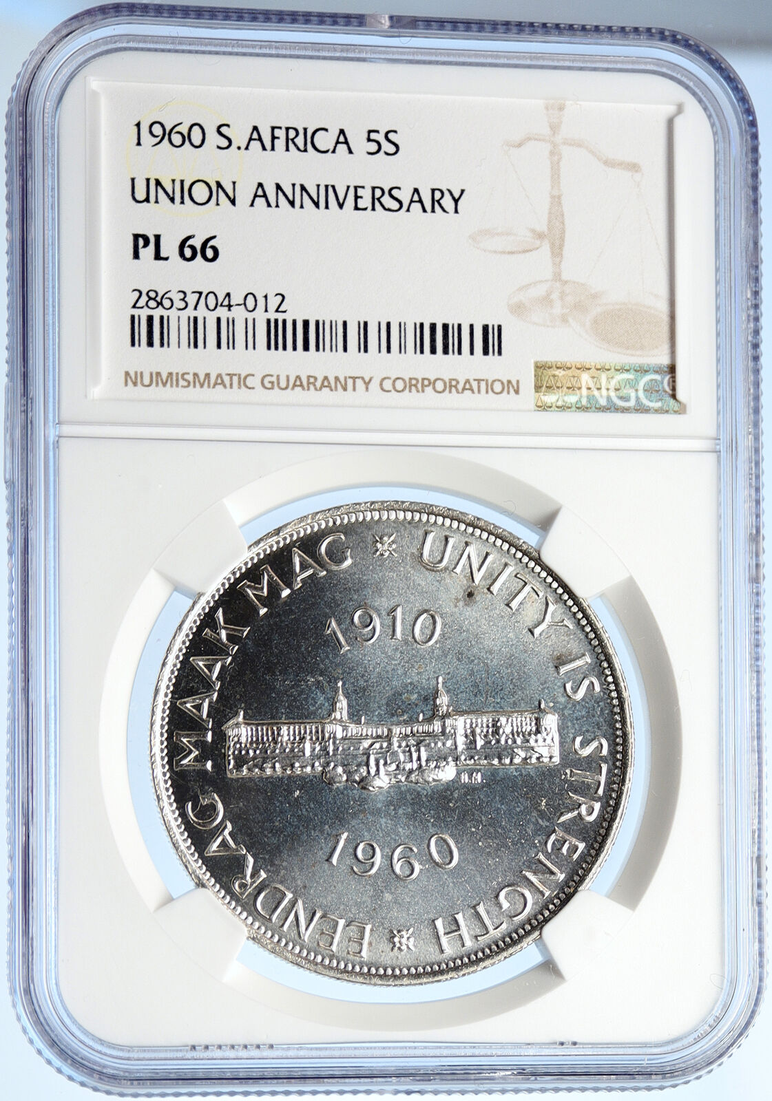 1960 SOUTH AFRICA UK Elizabeth II Proof-Like Silver 5 Shilling Coin NGC i106062