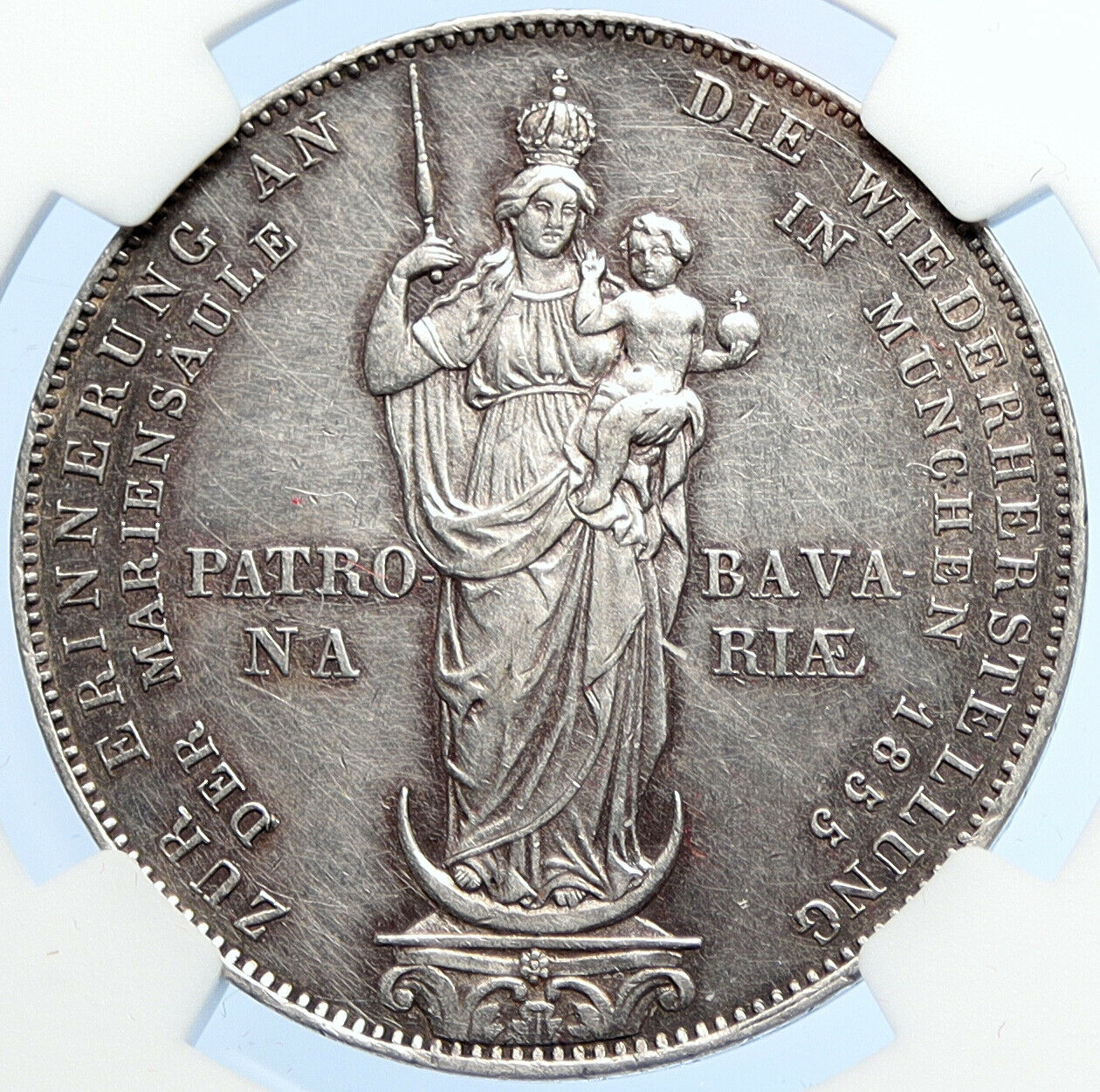 1855 GERMAN STATES Bavaria Maximilian II OLD Silver 2 Gulden Coin NGC i106064