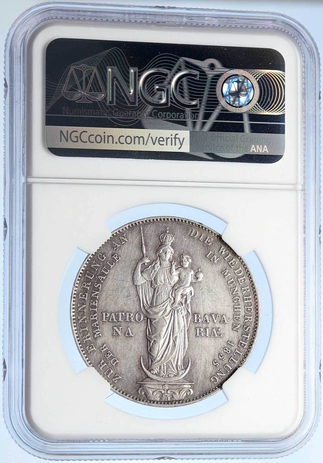 1855 GERMAN STATES Bavaria Maximilian II OLD Silver 2 Gulden Coin NGC i106064