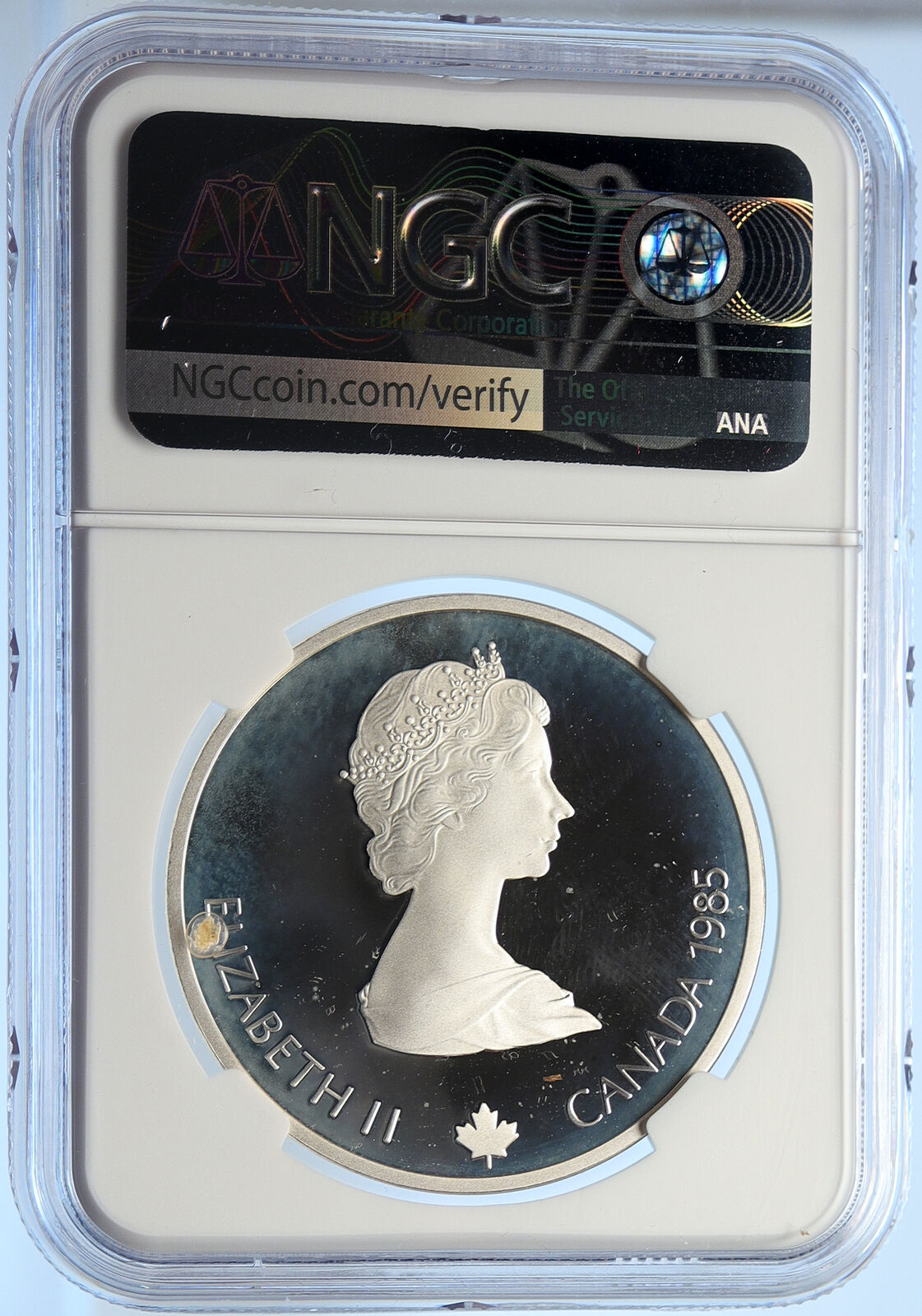 1985 CANADA Old 1988 CALGARY OLYMPICS Skiing Proof Silver $20 Coin NGC i106630