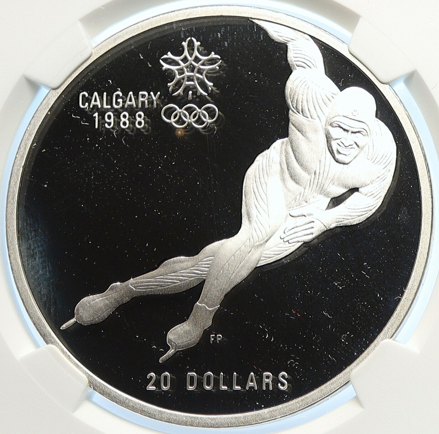 1985 CANADA 1988 CALGARY OLYMPIC Speed Skating Proof Silver $20 Coin NGC i106636