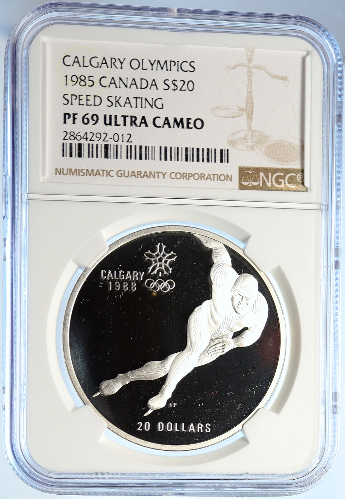 1985 CANADA 1988 CALGARY OLYMPIC Speed Skating Proof Silver $20 Coin NGC i106636