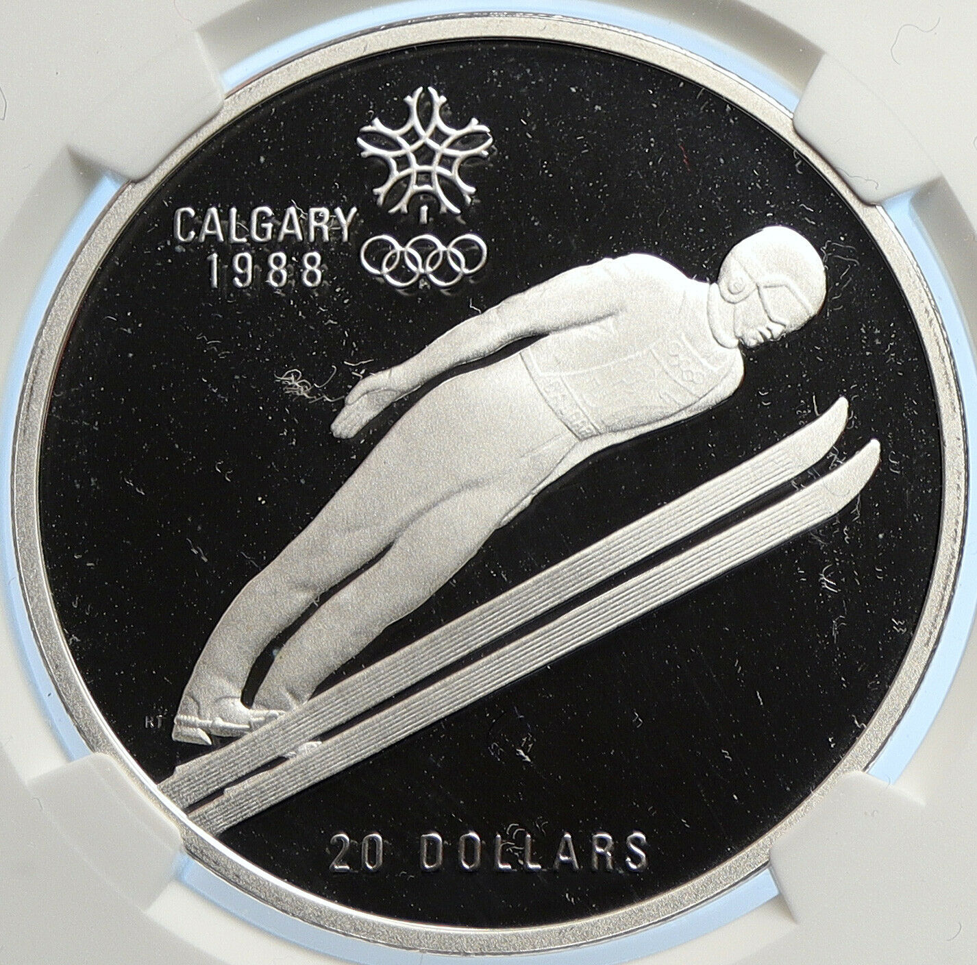 1987 CANADA 1988 CALGARY OLYMPICS Ski Jumping Proof Silver $20 Coin NGC i106646