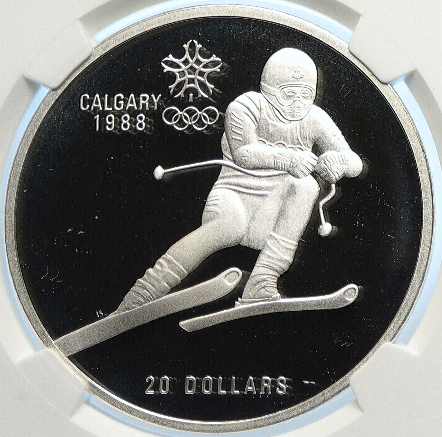 1985 CANADA Old 1988 CALGARY OLYMPICS Skiing Proof Silver $20 Coin NGC i106631