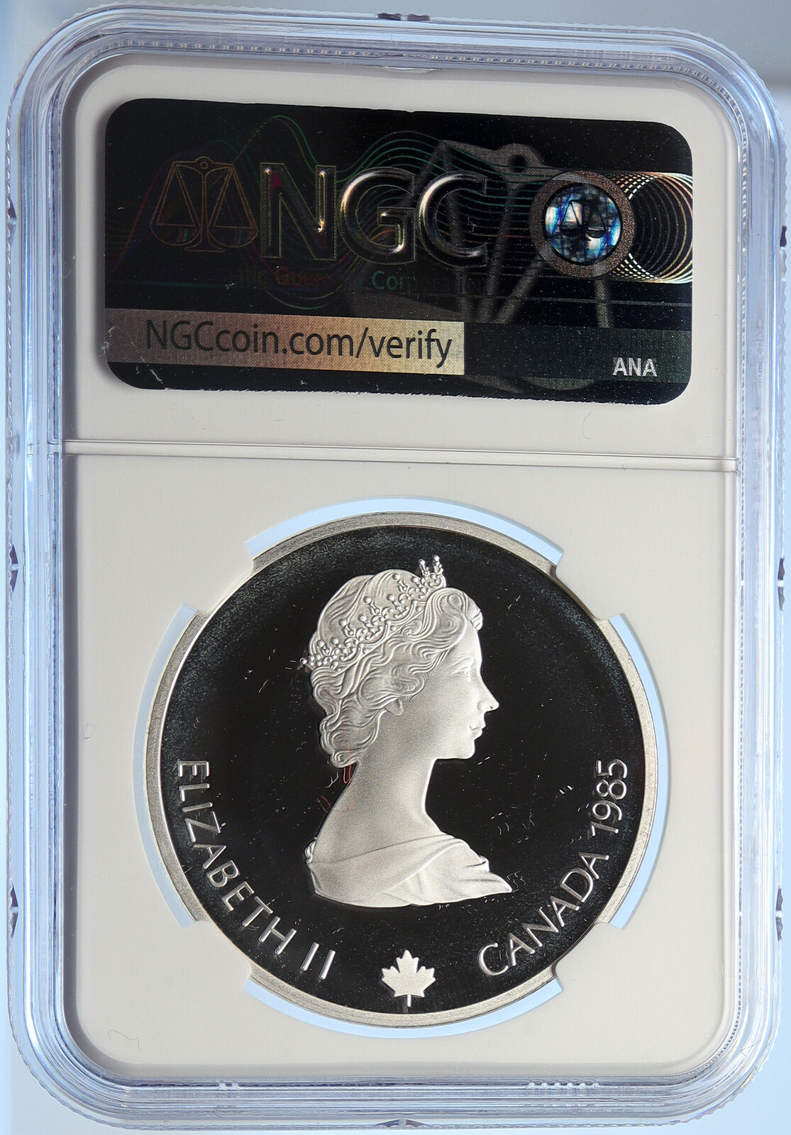 1985 CANADA Old 1988 CALGARY OLYMPICS Skiing Proof Silver $20 Coin NGC i106631