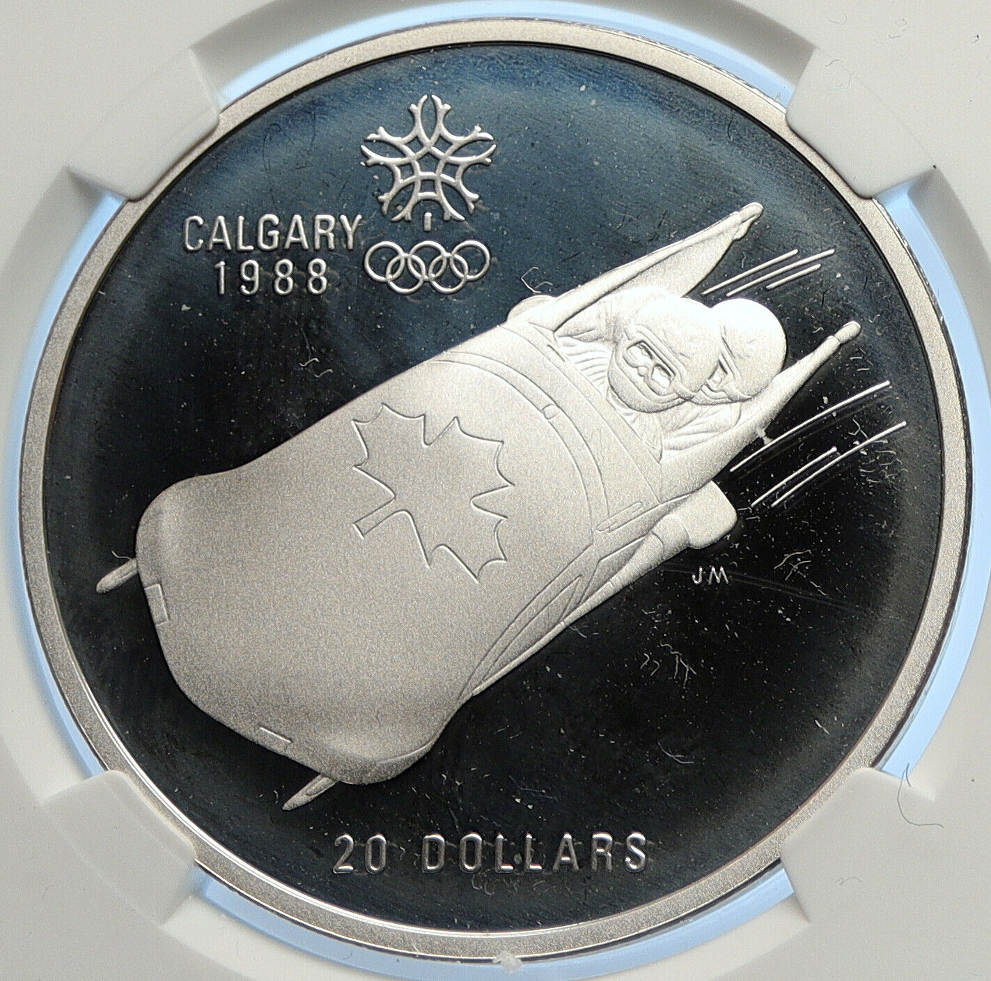 1987 CANADA 1988 CALGARY OLYMPICS Bobsled LUGE Proof Silver $20 Coin NGC i106649